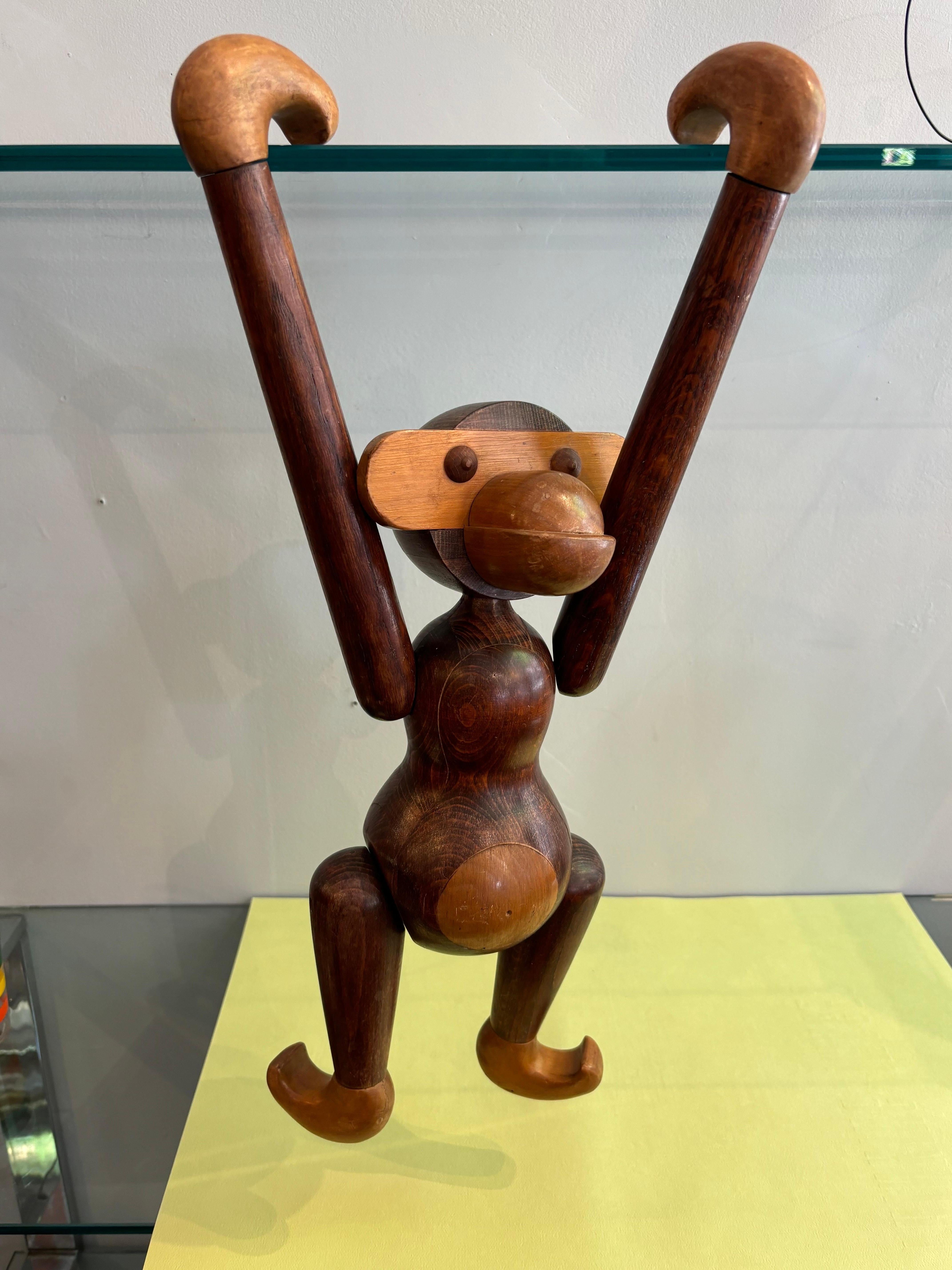 Large Wood Monkey in the style of Kay Bojesen In Good Condition For Sale In Philadelphia, PA
