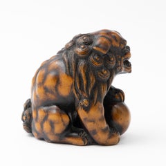 Large Wood Netsuke of a Shishi