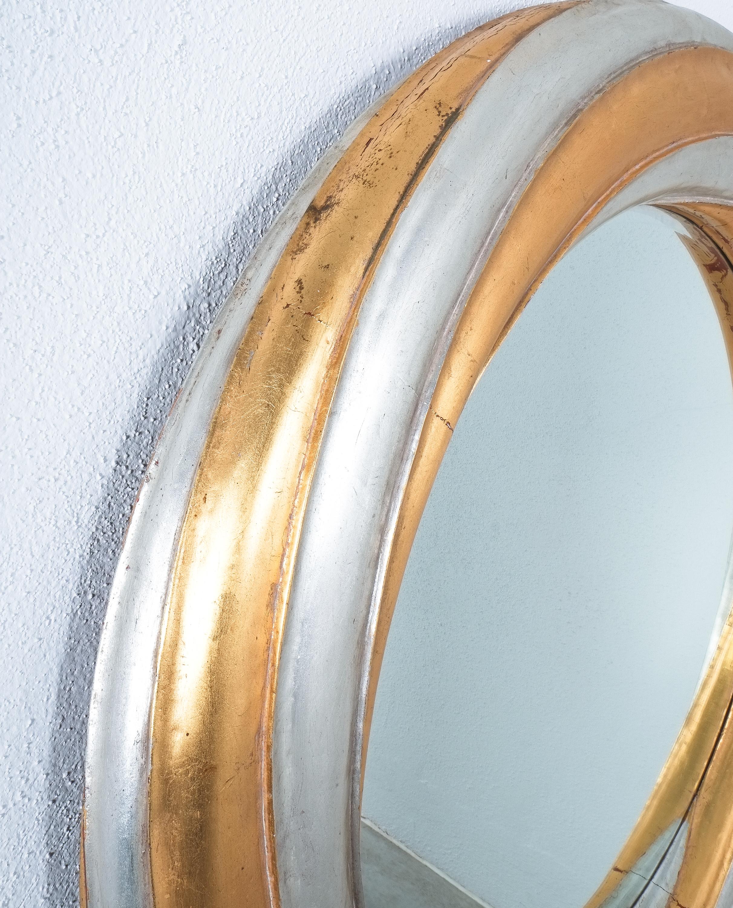 Late 20th Century Wood Swirl Trompe L’oeil Wall Mirror XXL, Italy, circa 1970 For Sale