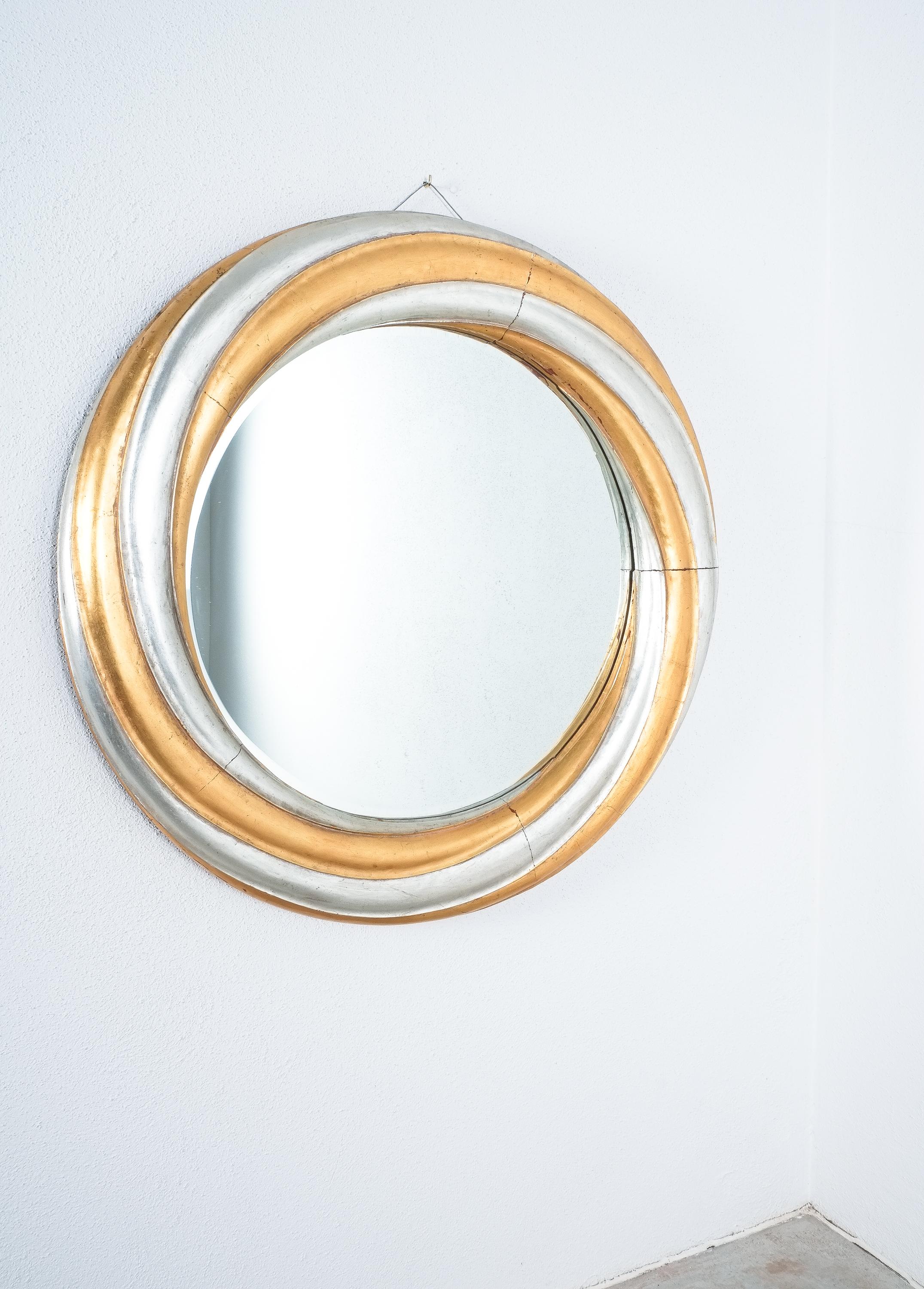 Large Wood Swirl Trompe l’oeil Wall Mirror, Italy For Sale 2