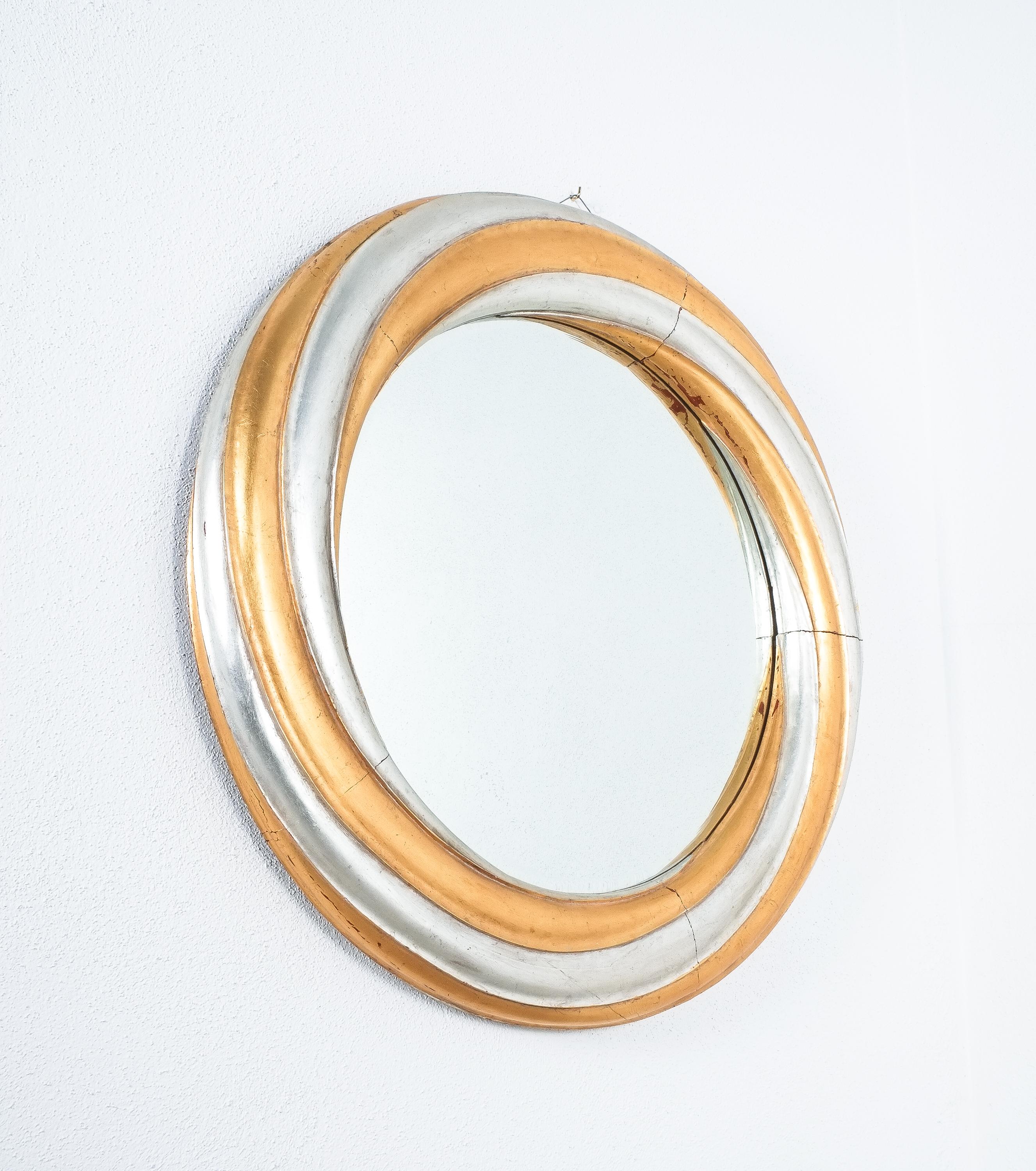 Neoclassical Large Wood Swirl Trompe l’oeil Wall Mirror, Italy For Sale