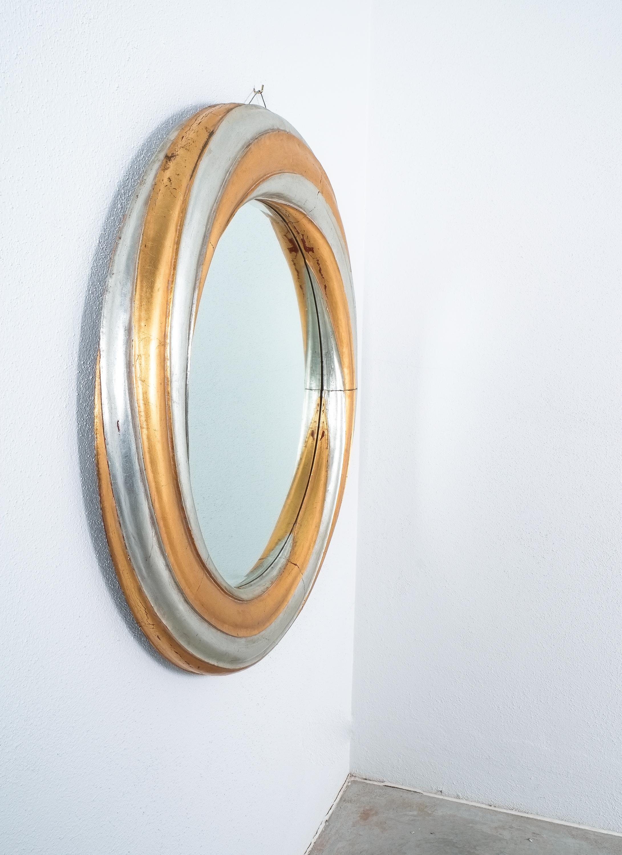 Large Wood Swirl Trompe l’oeil Wall Mirror, Italy For Sale 2