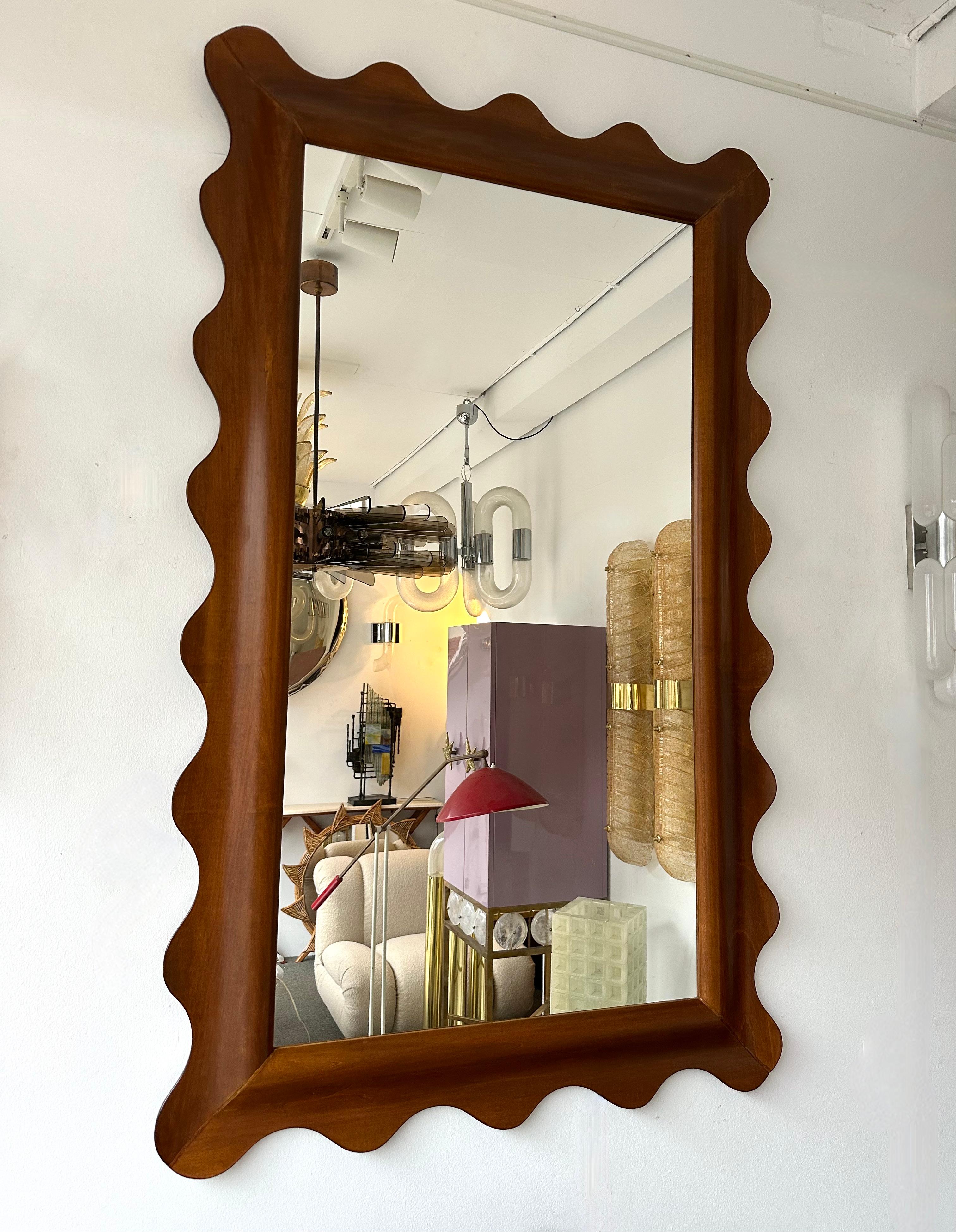 Gran Espejo Ondulado de Madera. Italia en venta 6