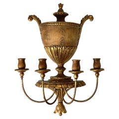 Large Wood with Gold Gilt Four Light Urn Form Wall Sconce