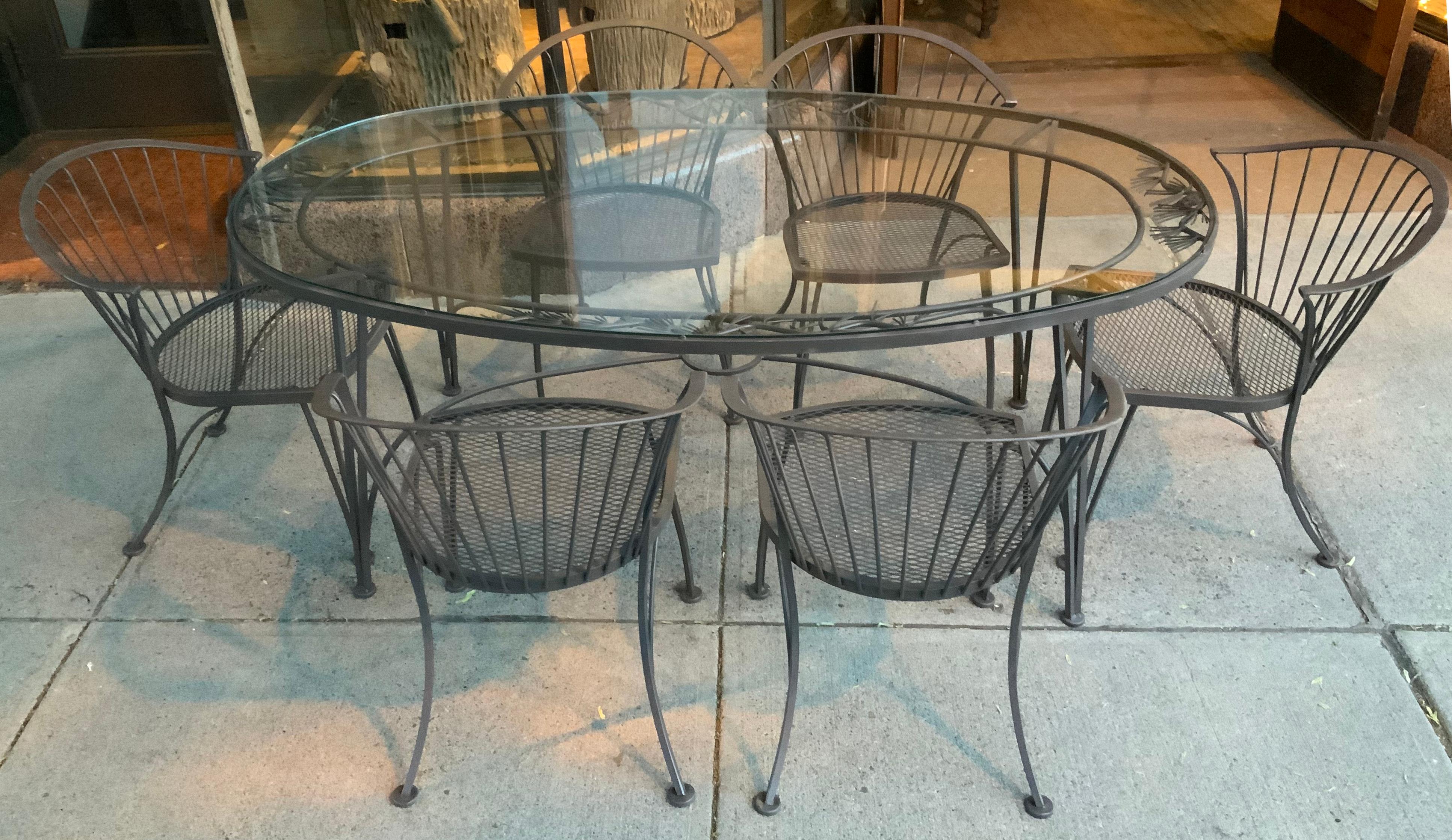 oval wrought iron patio table set