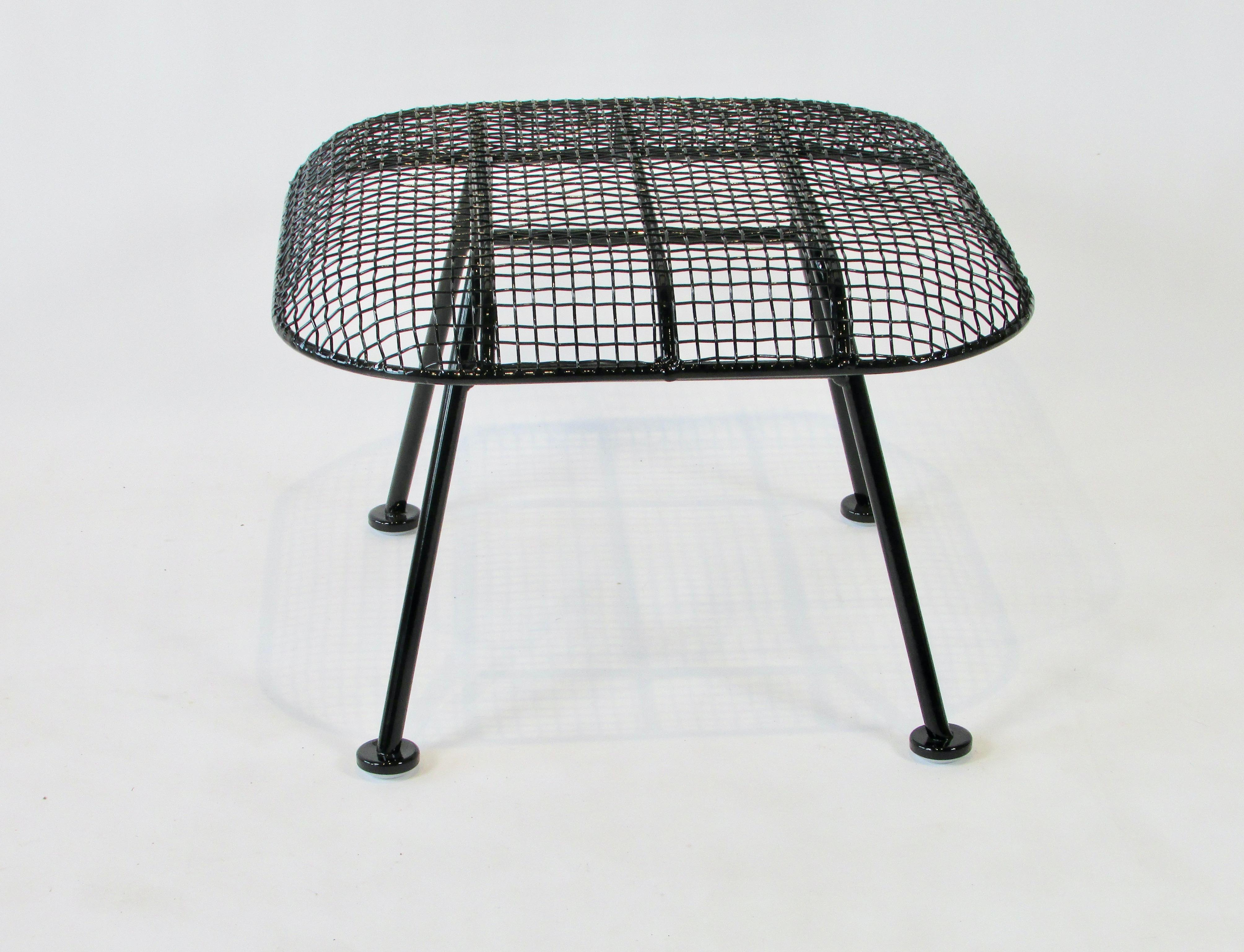 20th Century Large Woodard Sculptura Wrought Iron with Steel Mesh Lounge Chair and Ottoman For Sale