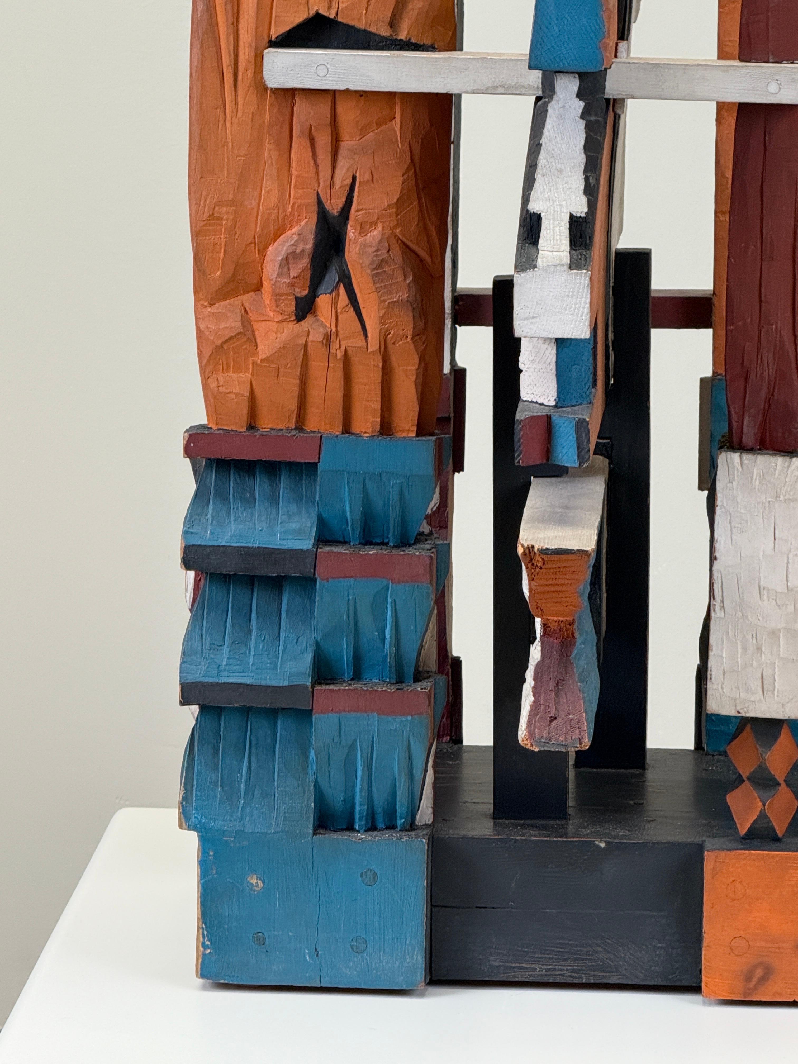 Grande scultura astratta in legno di Audrey Skaling, anni '80 in vendita 6