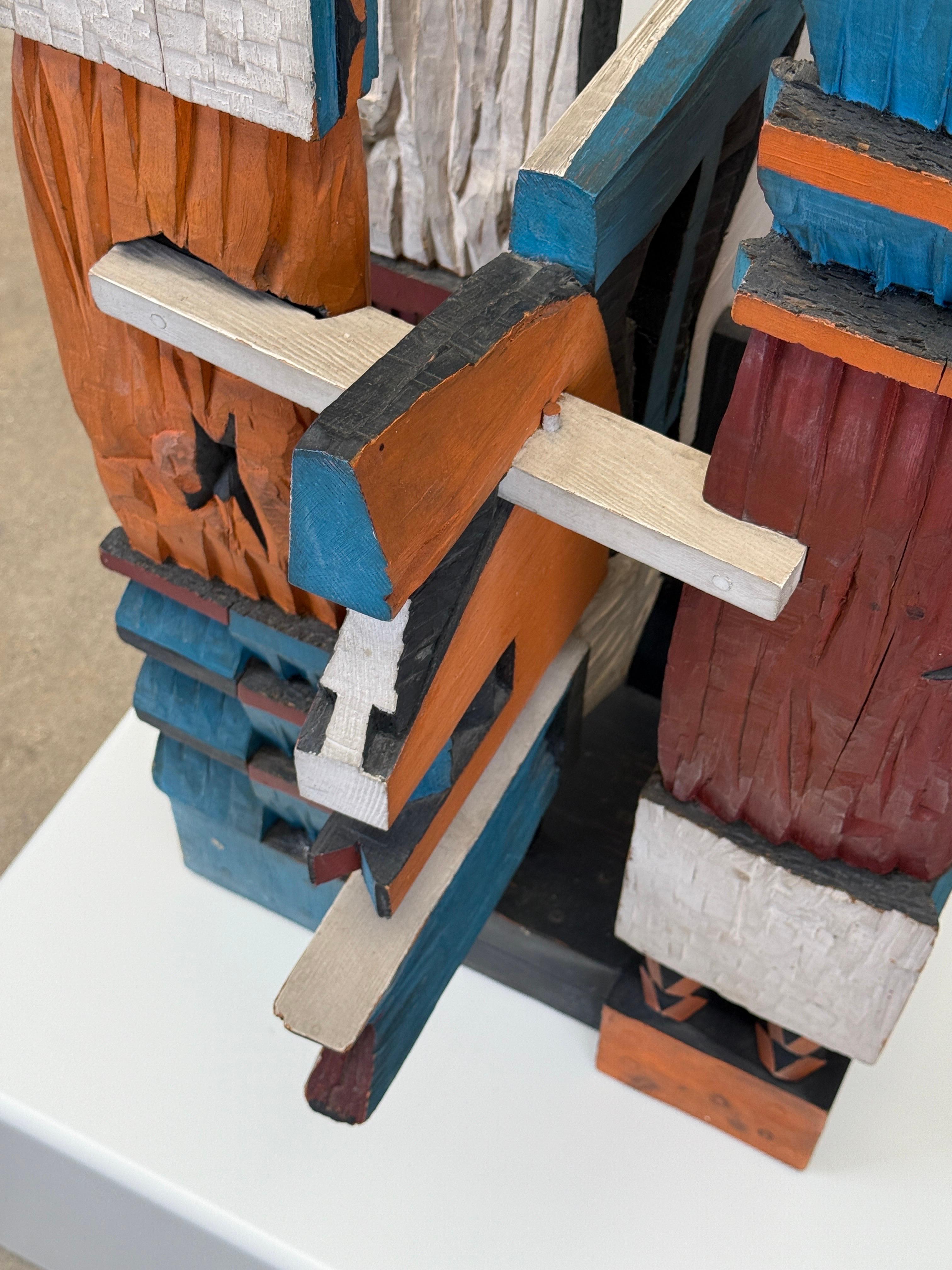 Grande scultura astratta in legno di Audrey Skaling, anni '80 in vendita 11