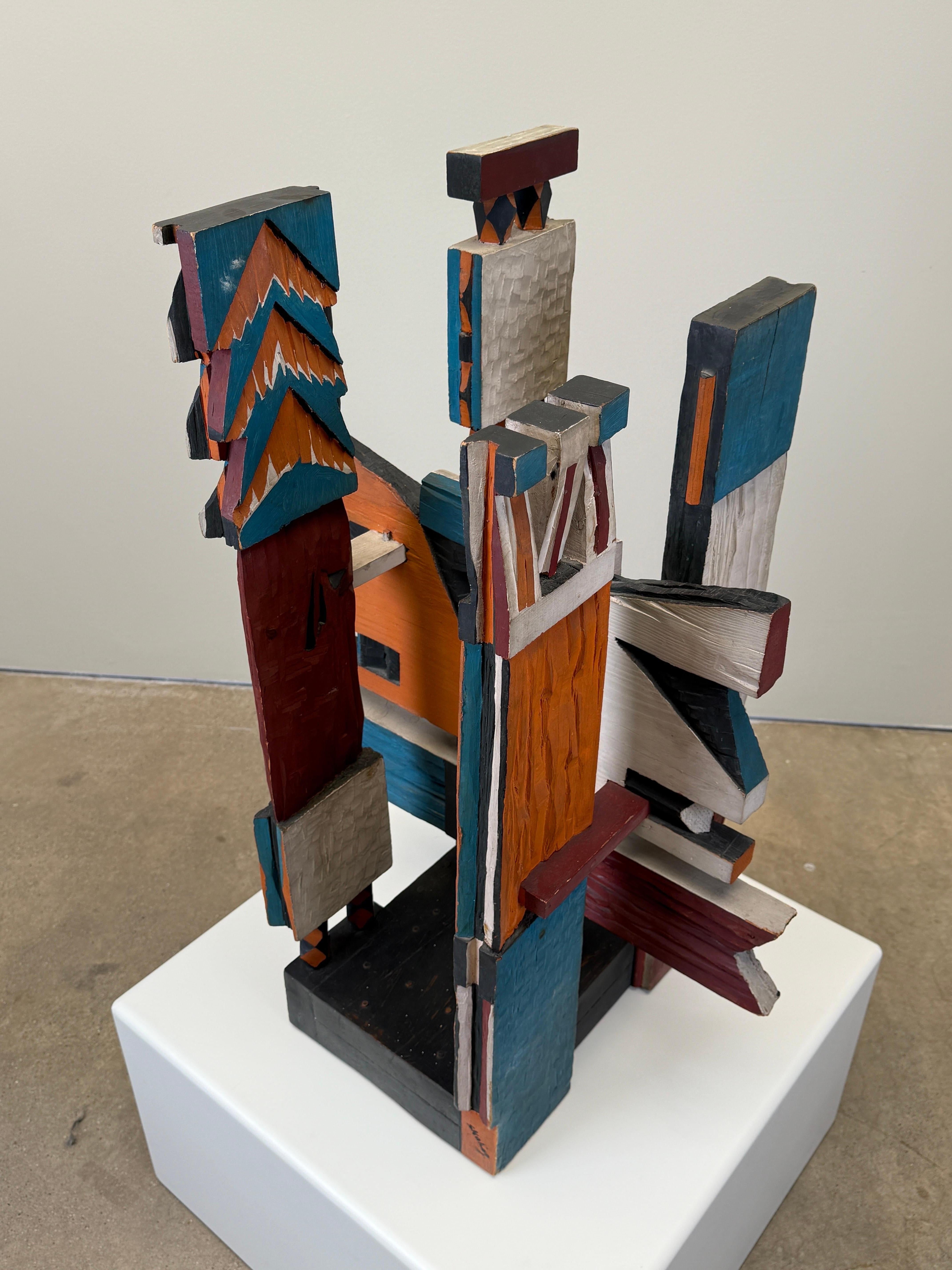 Grande scultura astratta in legno di Audrey Skaling, anni '80 in vendita 3