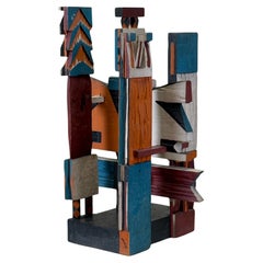 Large Wooden Abstract Sculpture by Audrey Skaling, 1980s