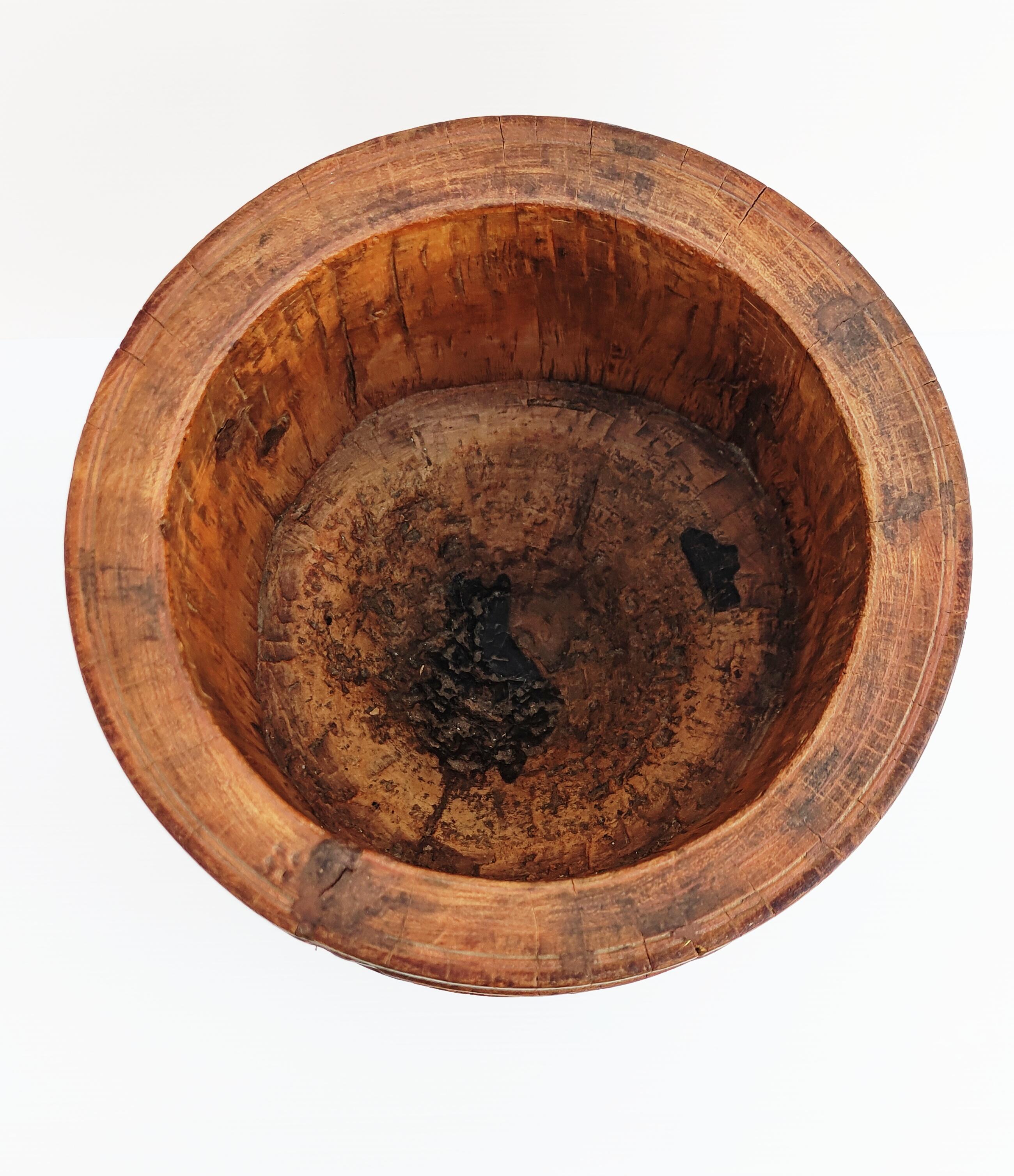 Large Wooden African Mortar Bowl, 1950s For Sale 1