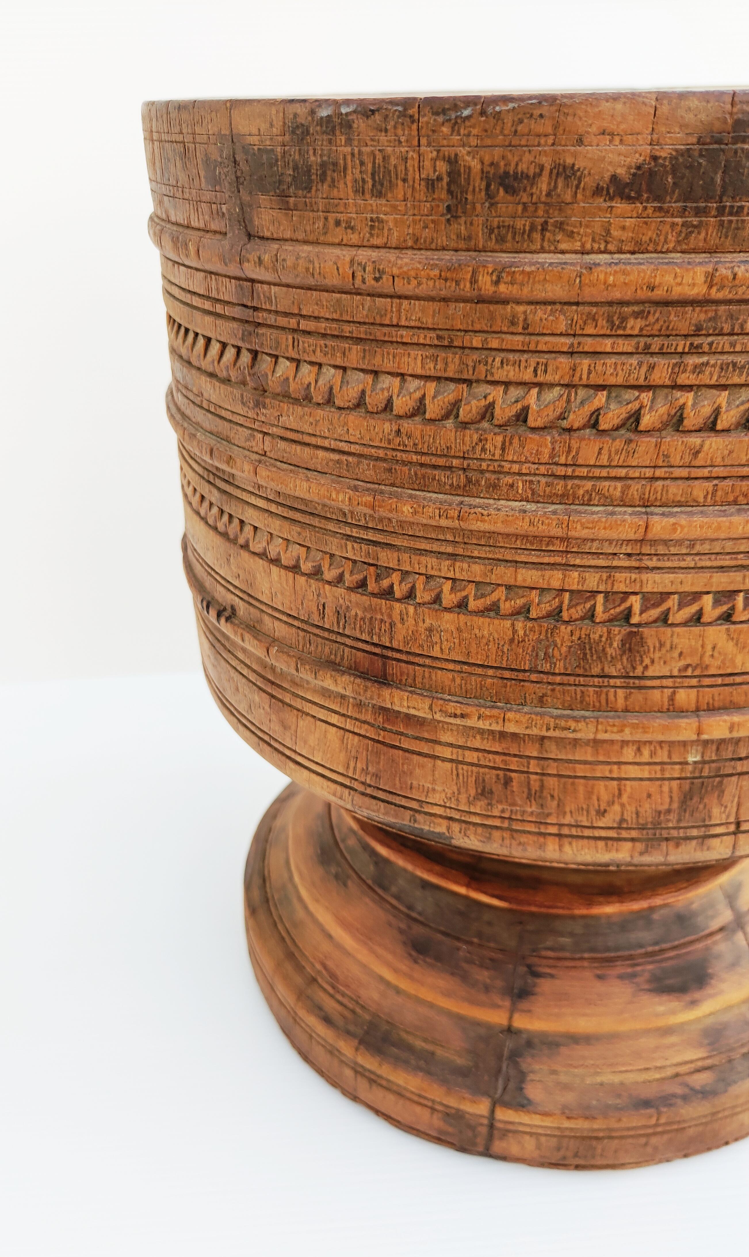 Large Wooden African Mortar Bowl, 1950s For Sale 3