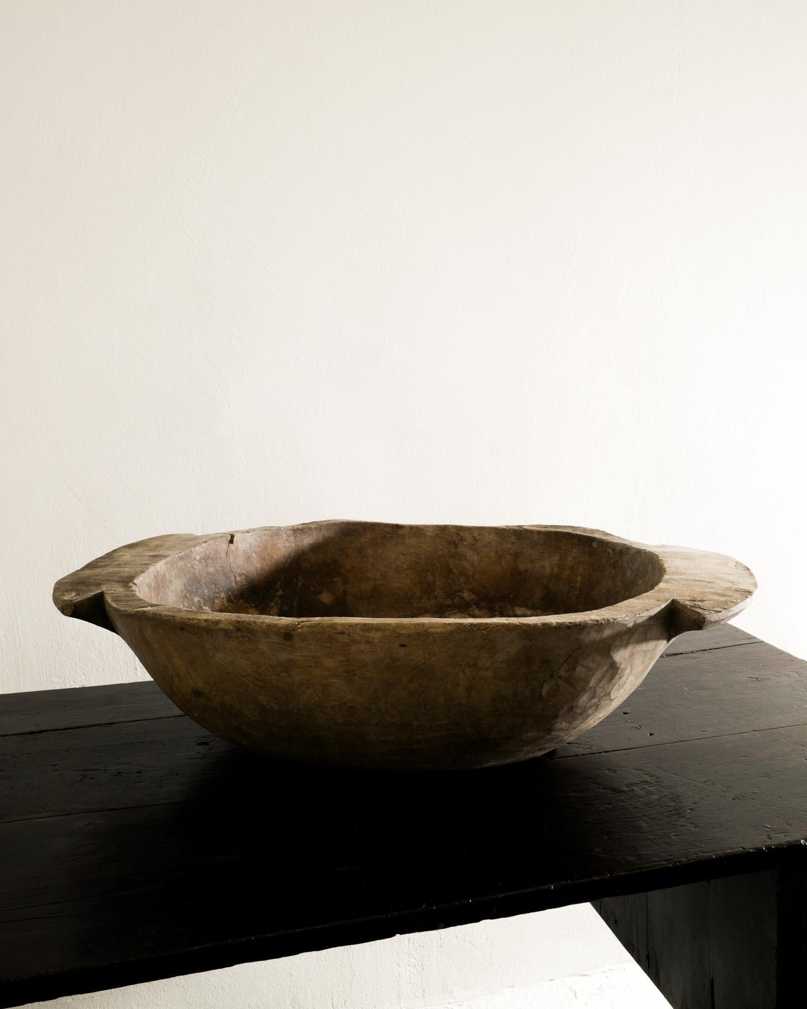 Beech Large Wooden Antique Swedish Bowl Tray with Handles Produced in Sweden, 1800s  For Sale