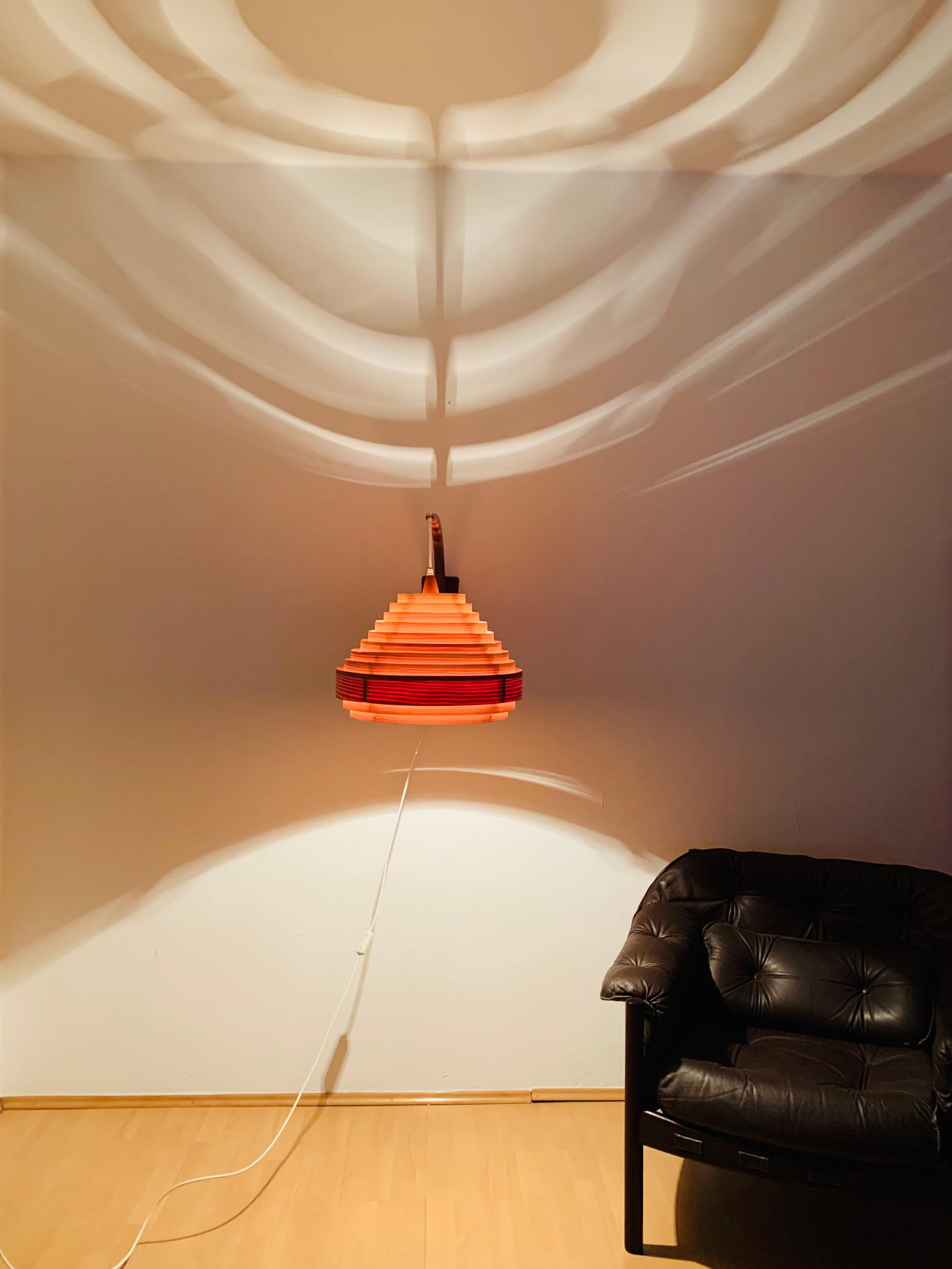 Large Wooden Arc Wall Lamp For Sale 3