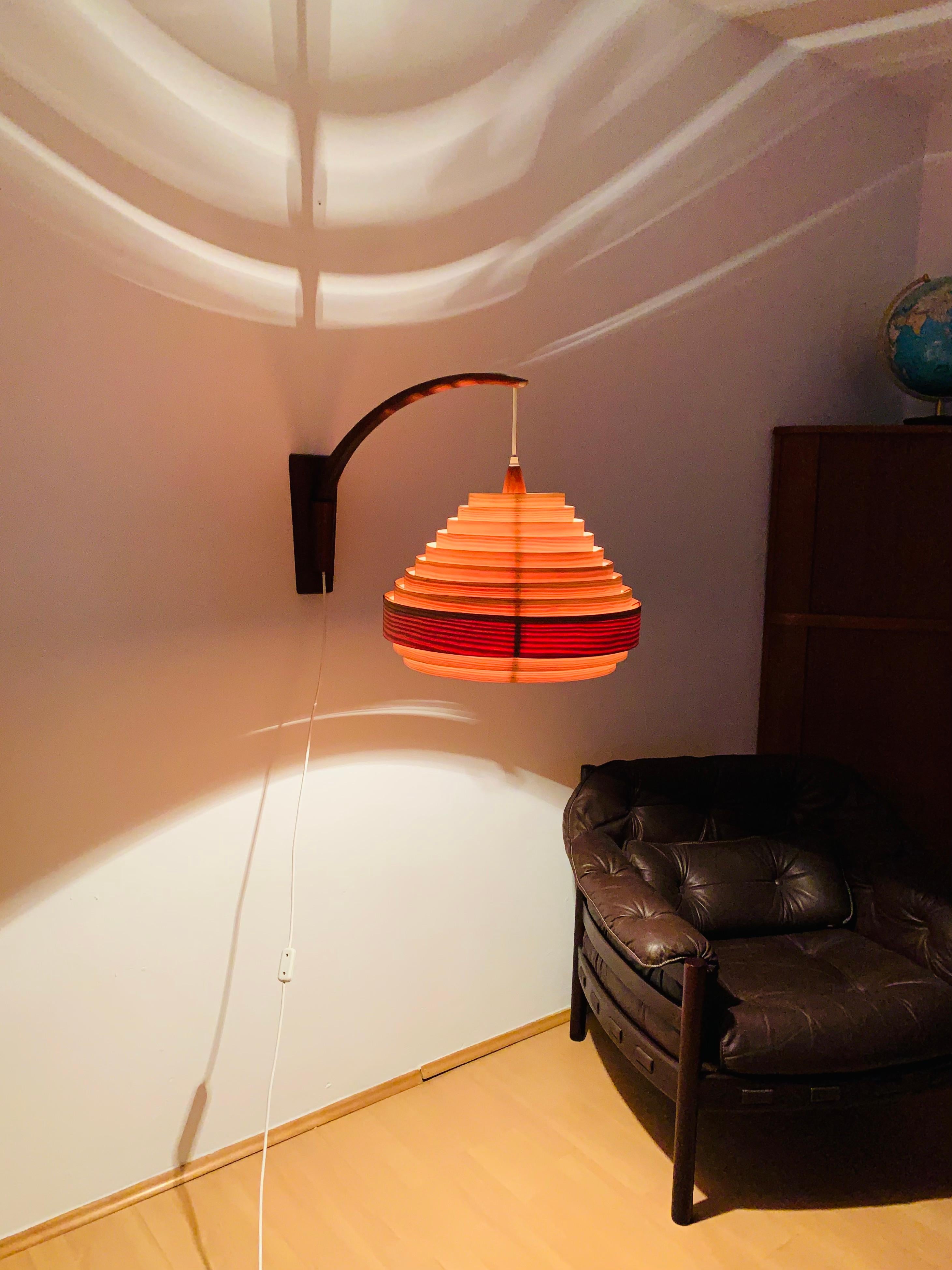 Large Wooden Arc Wall Lamp For Sale 5