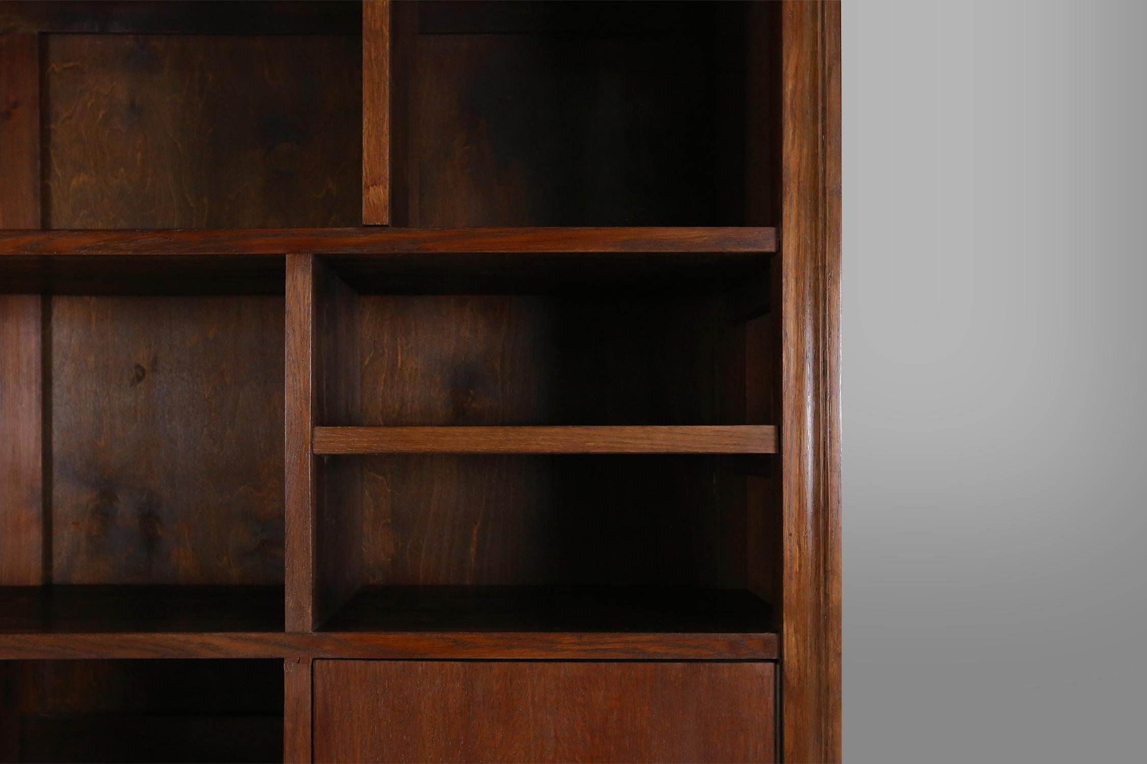 Large wooden Art Deco Bookcase/ Cabinet, France 1940s 5