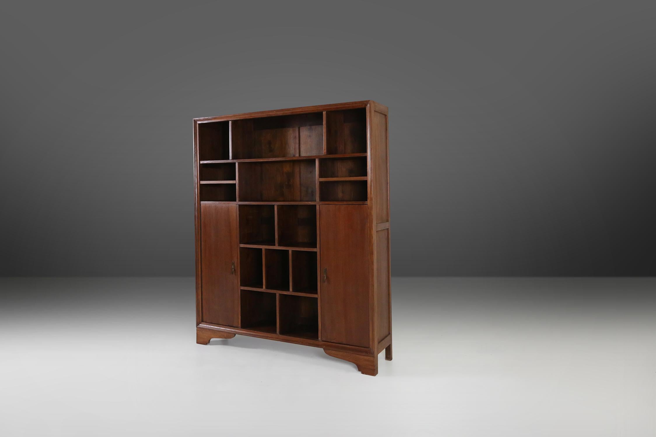 Large wooden Art Deco Bookcase/ Cabinet, France 1940s 6