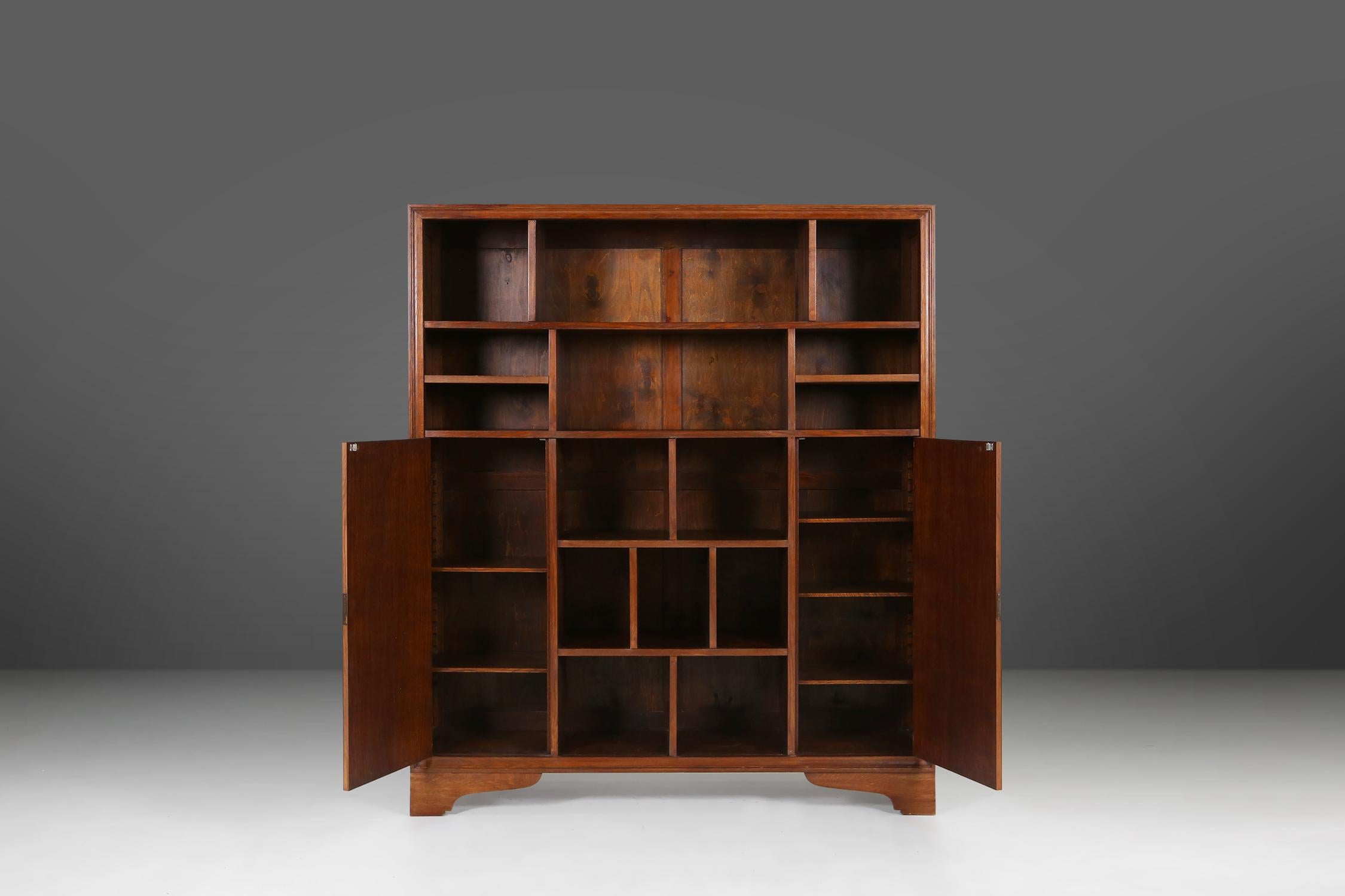 French Large wooden Art Deco Bookcase/ Cabinet, France 1940s