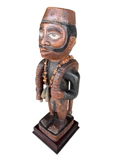 Large wooden Bakongo figure in colon style - D.R Congo - Late 19th century