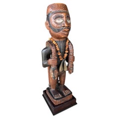Large wooden Bakongo figure in colon style - D.R Congo - Late 19th century