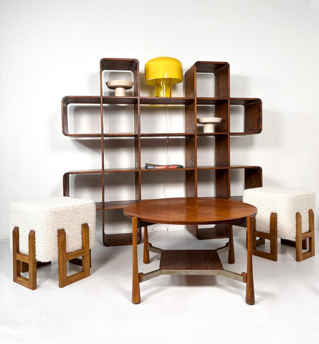 Italian Large Wooden Bookcase, Italy, 1970s For Sale