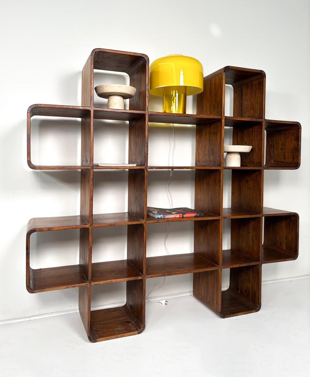 Large Wooden Bookcase, Italy, 1970s For Sale 4