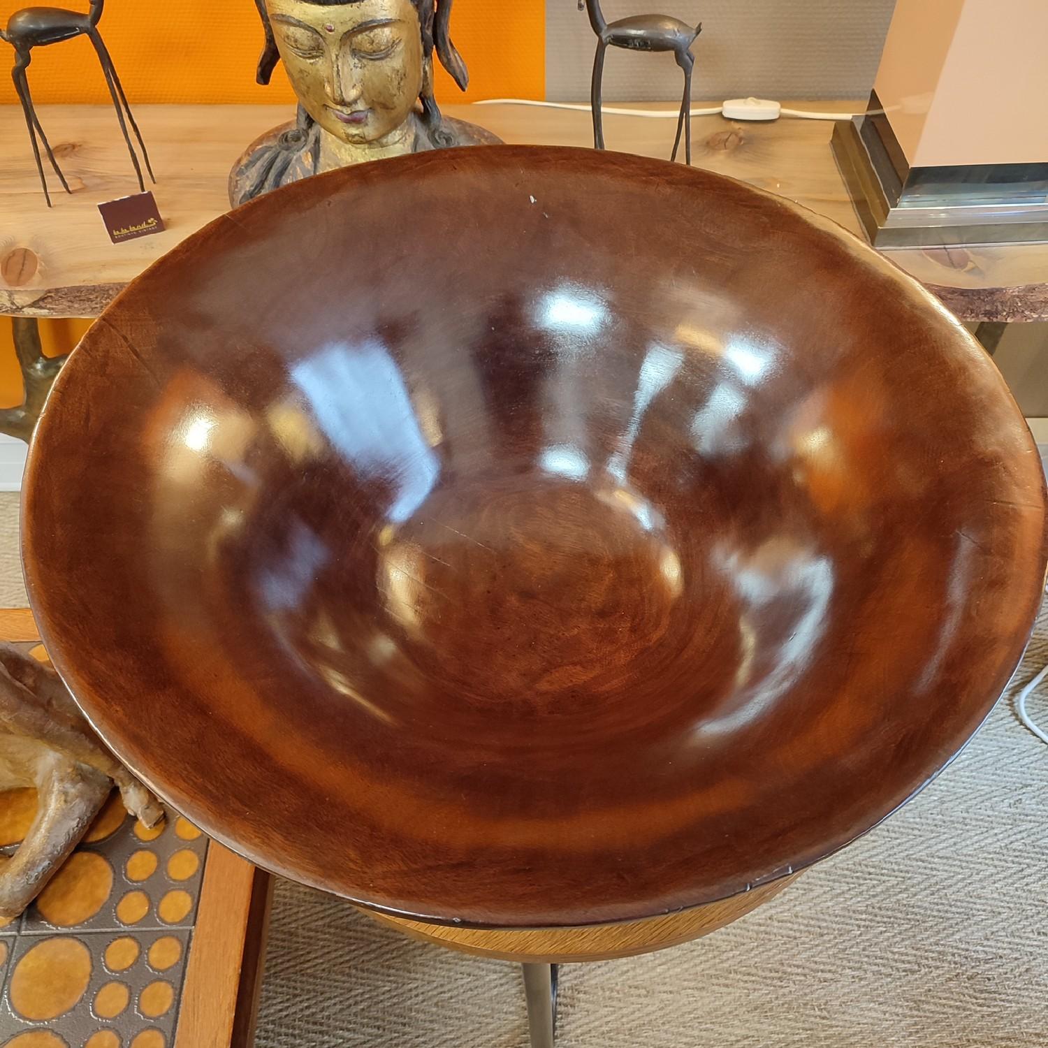 Folk Art Large Wooden Bowl, Probably African For Sale