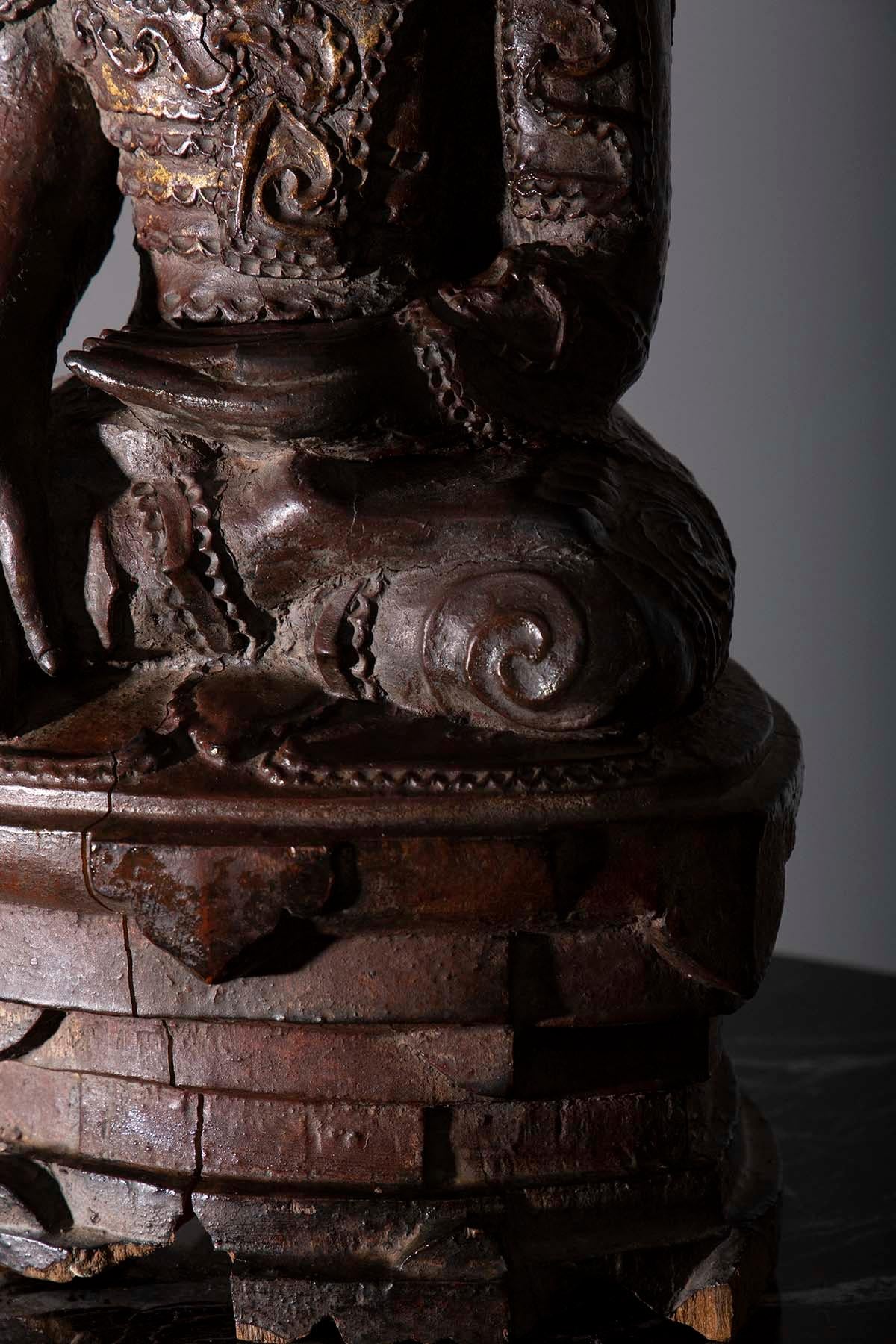 Laotian Large wooden Buddha sculpture probably Laos, 19th-20th century For Sale