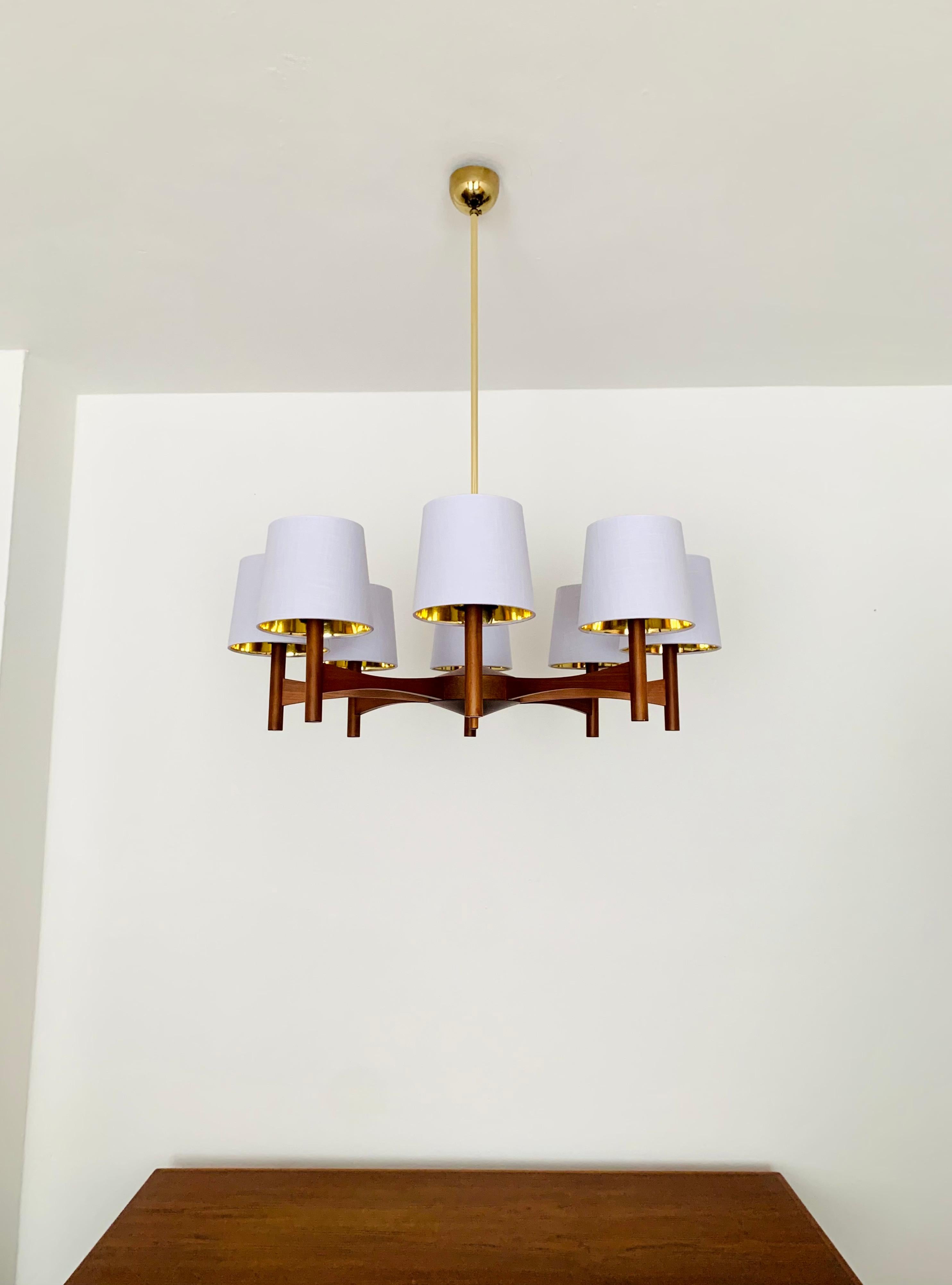 German Large Wooden Chandelier from Temde For Sale