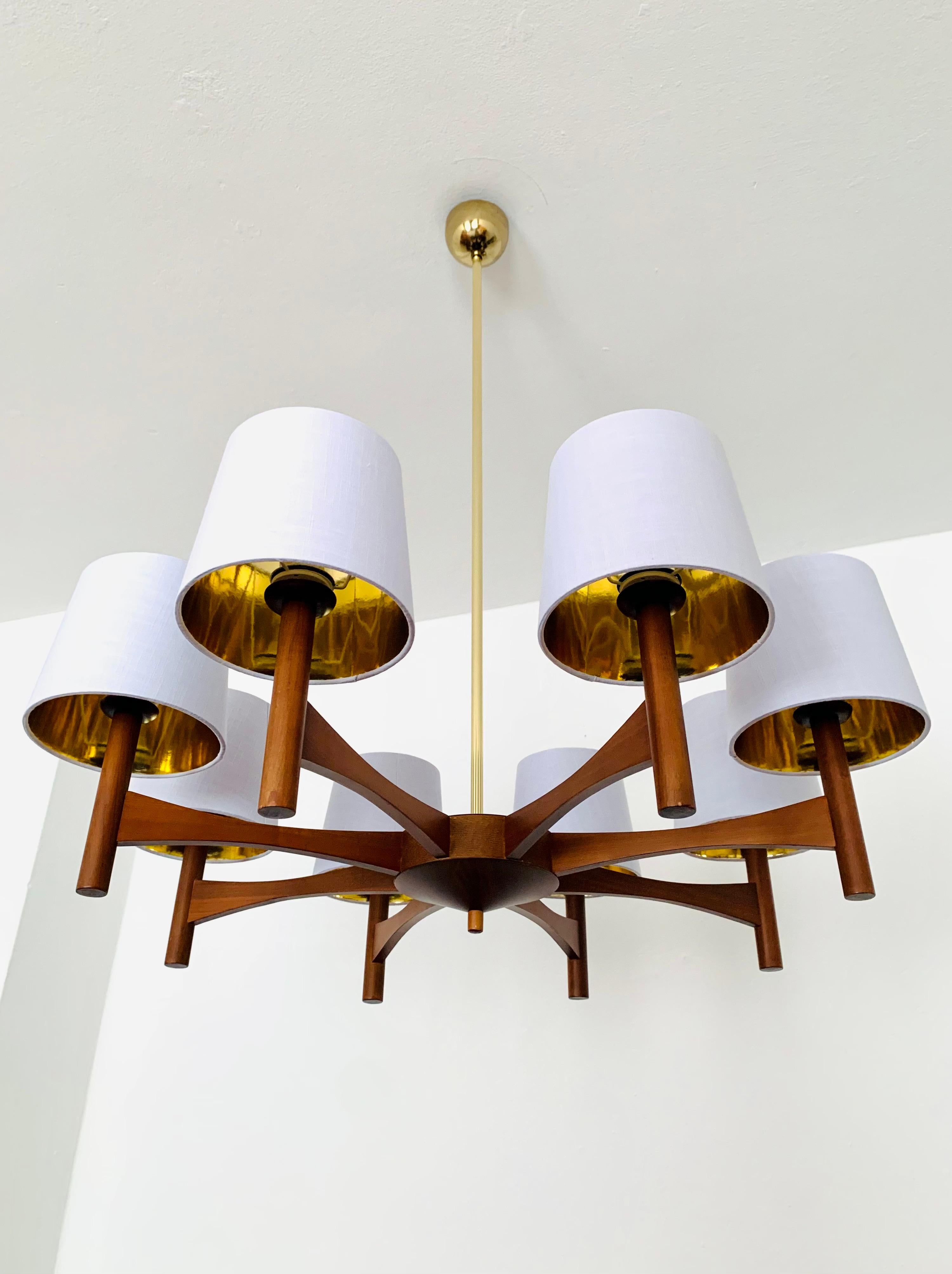 Mid-20th Century Large Wooden Chandelier from Temde For Sale