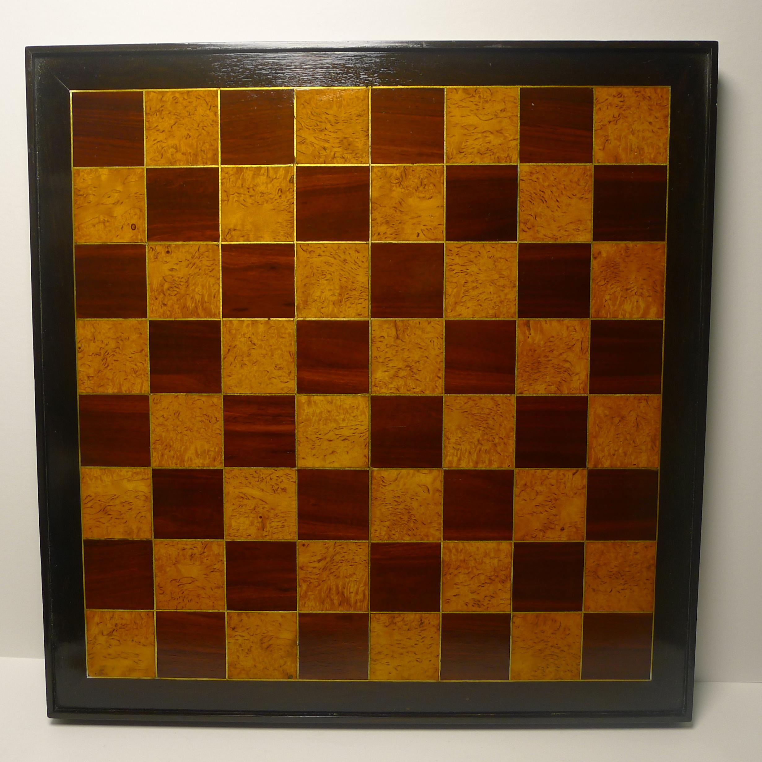 Late Victorian Large Wooden Chess Board, C.1890