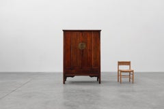 Large wooden Chinese 19th Century Qing Dynasty Wedding or Tapering Cabinet