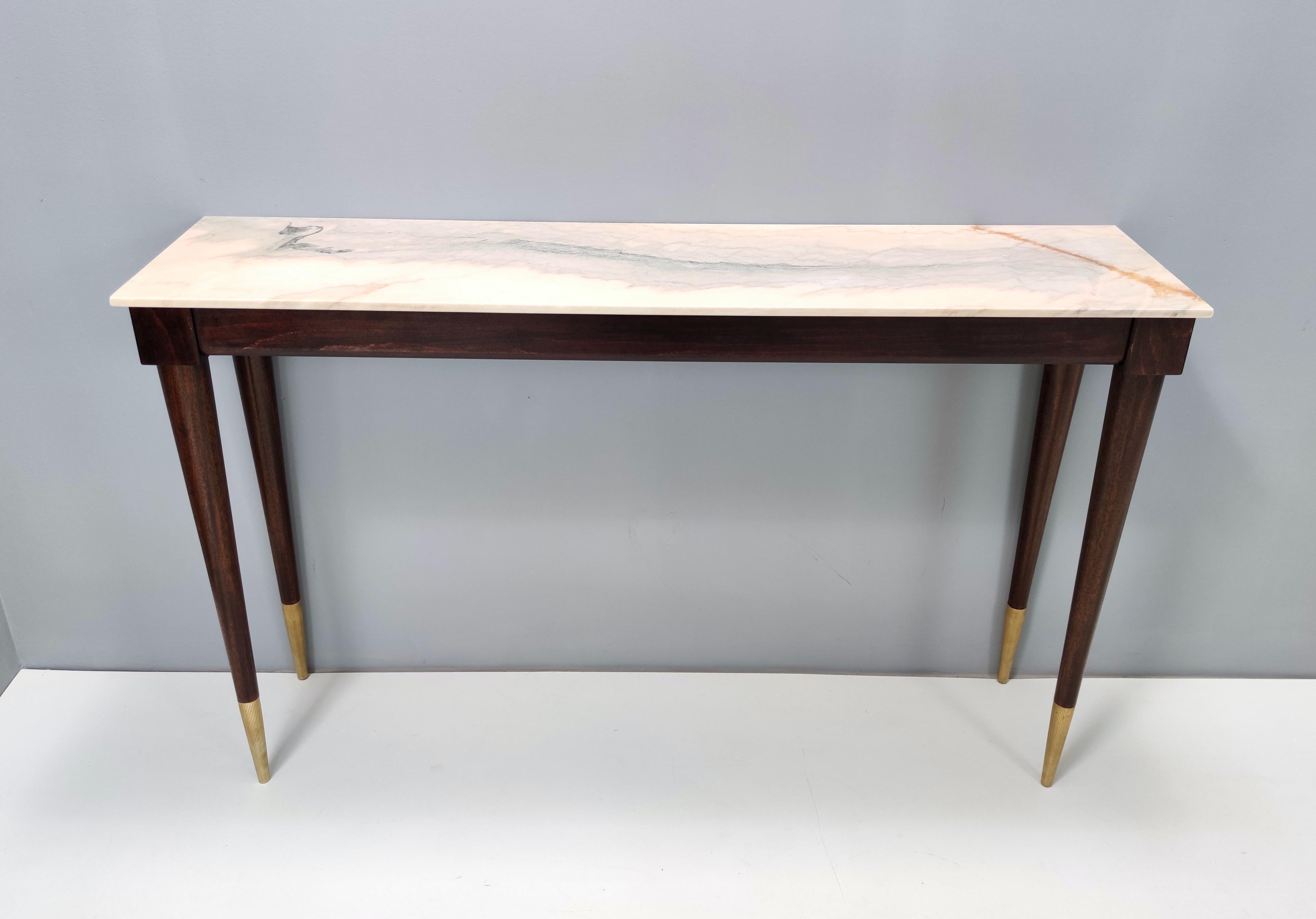 wood marble top console table