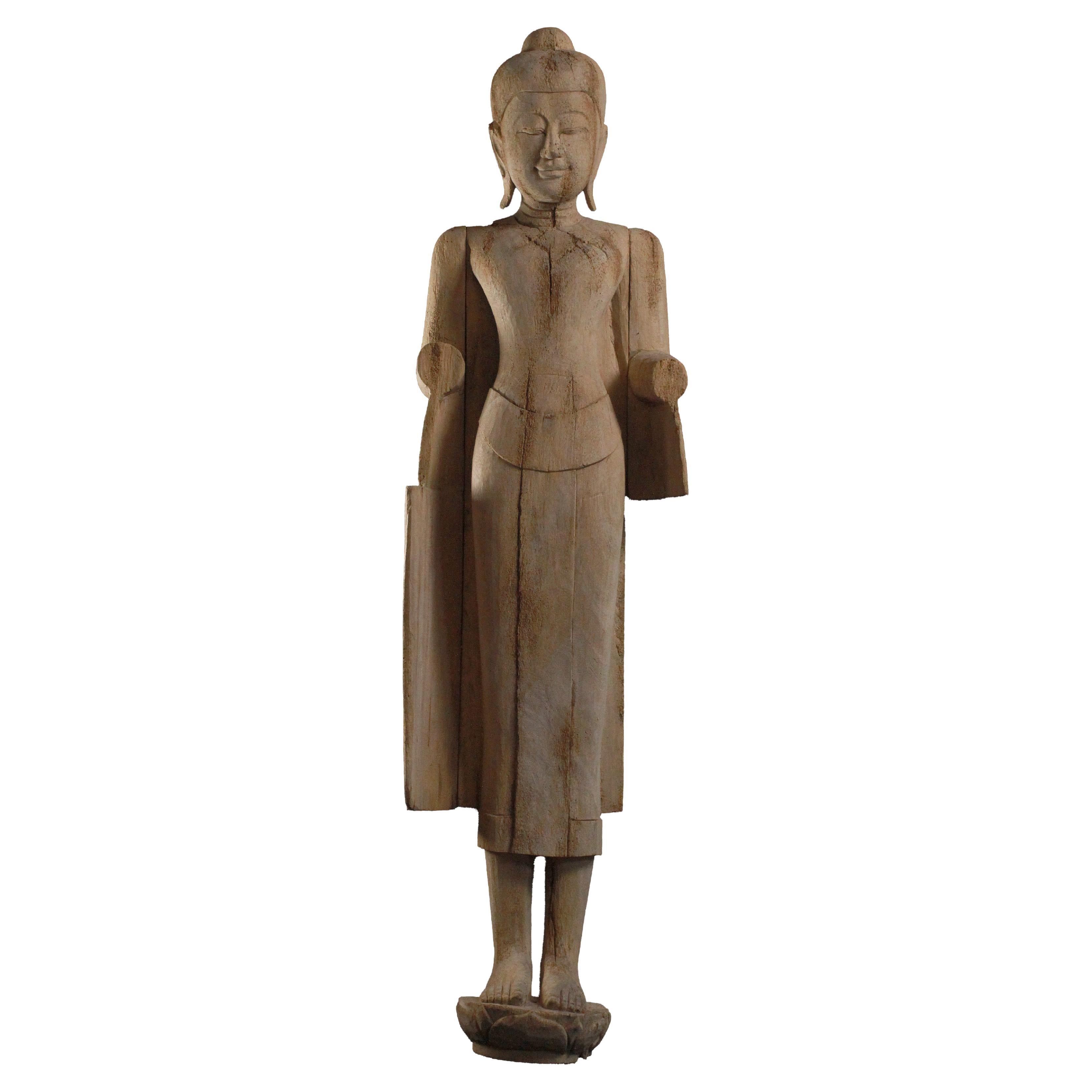 -Grand bouddha thaïlandais contemporain en bois sur Stand en vente