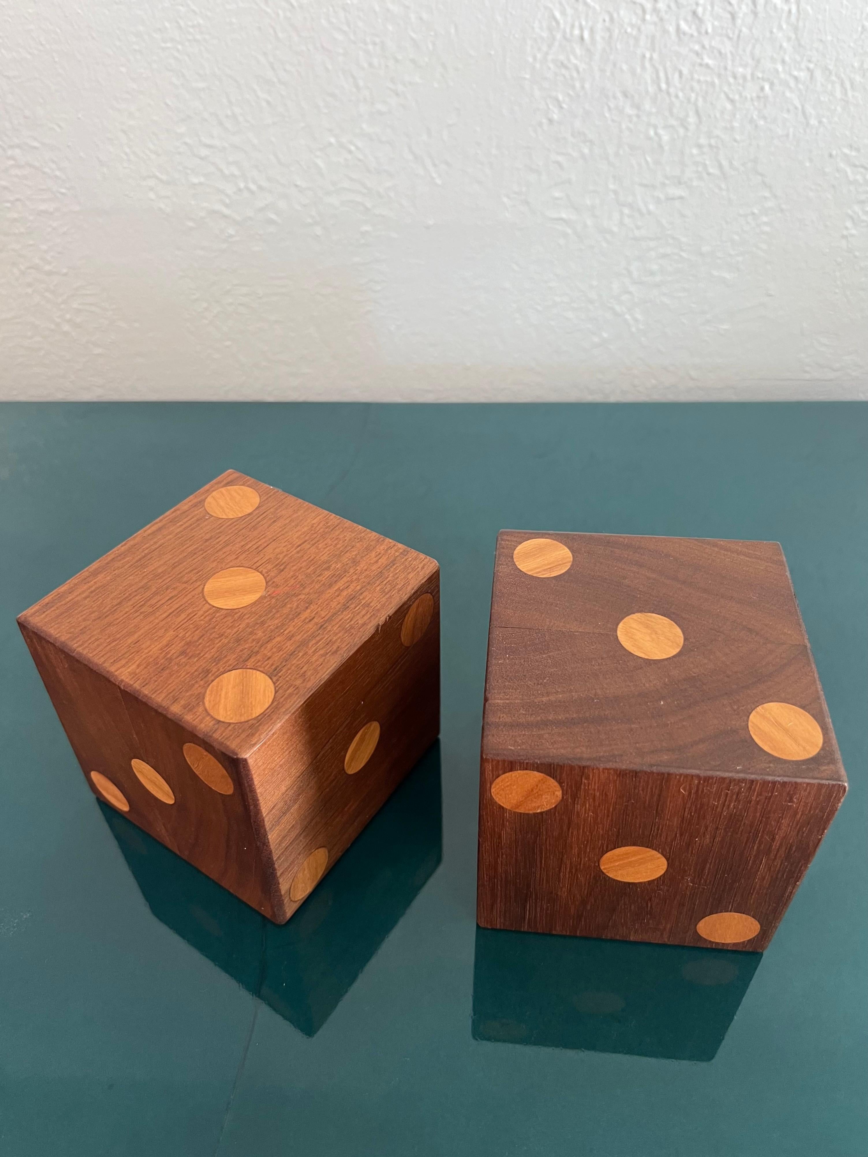 Mid-Century Modern Large Wooden Dice- A Pair  For Sale