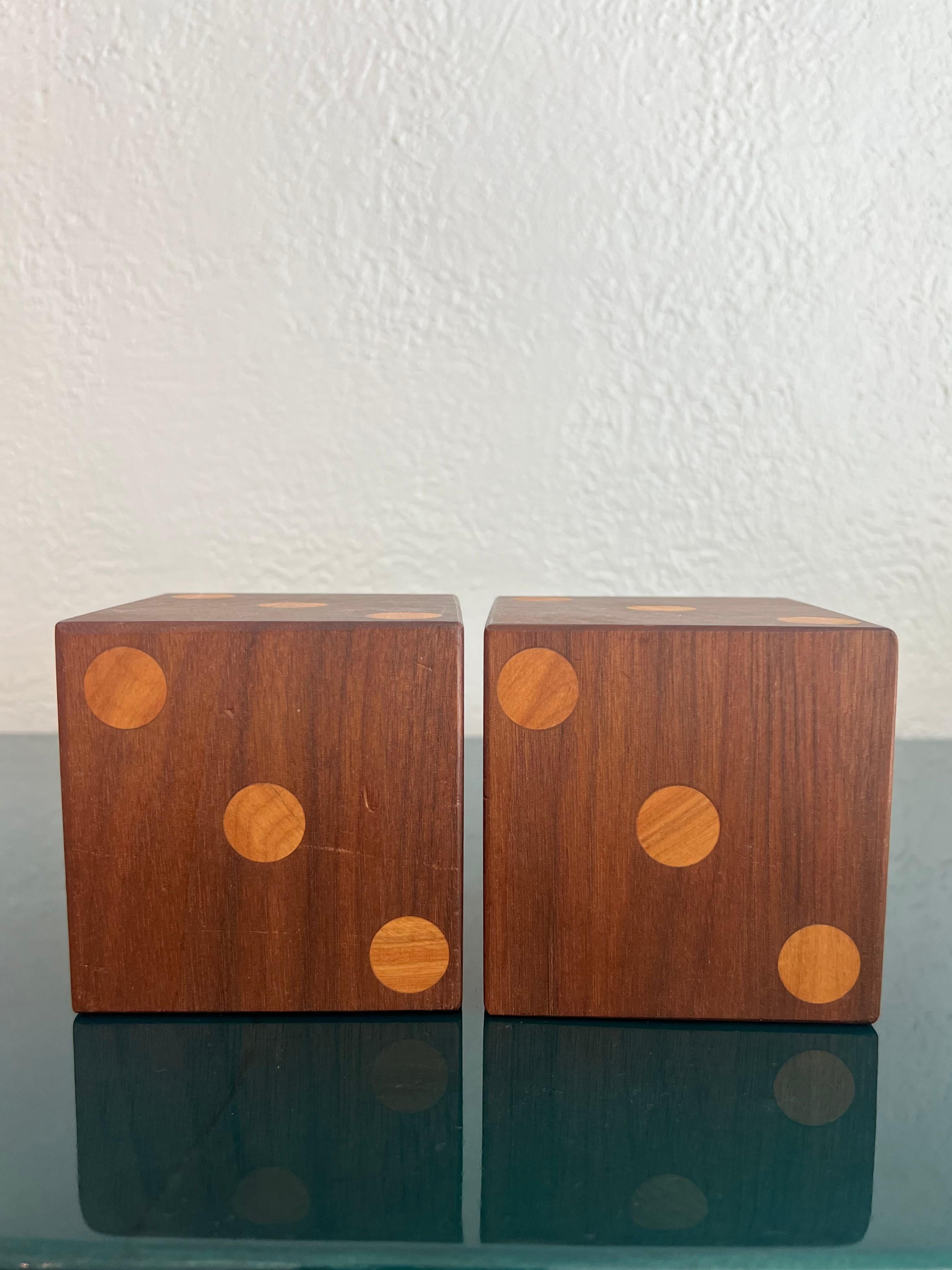 Large Wooden Dice- A Pair  In Good Condition For Sale In West Palm Beach, FL