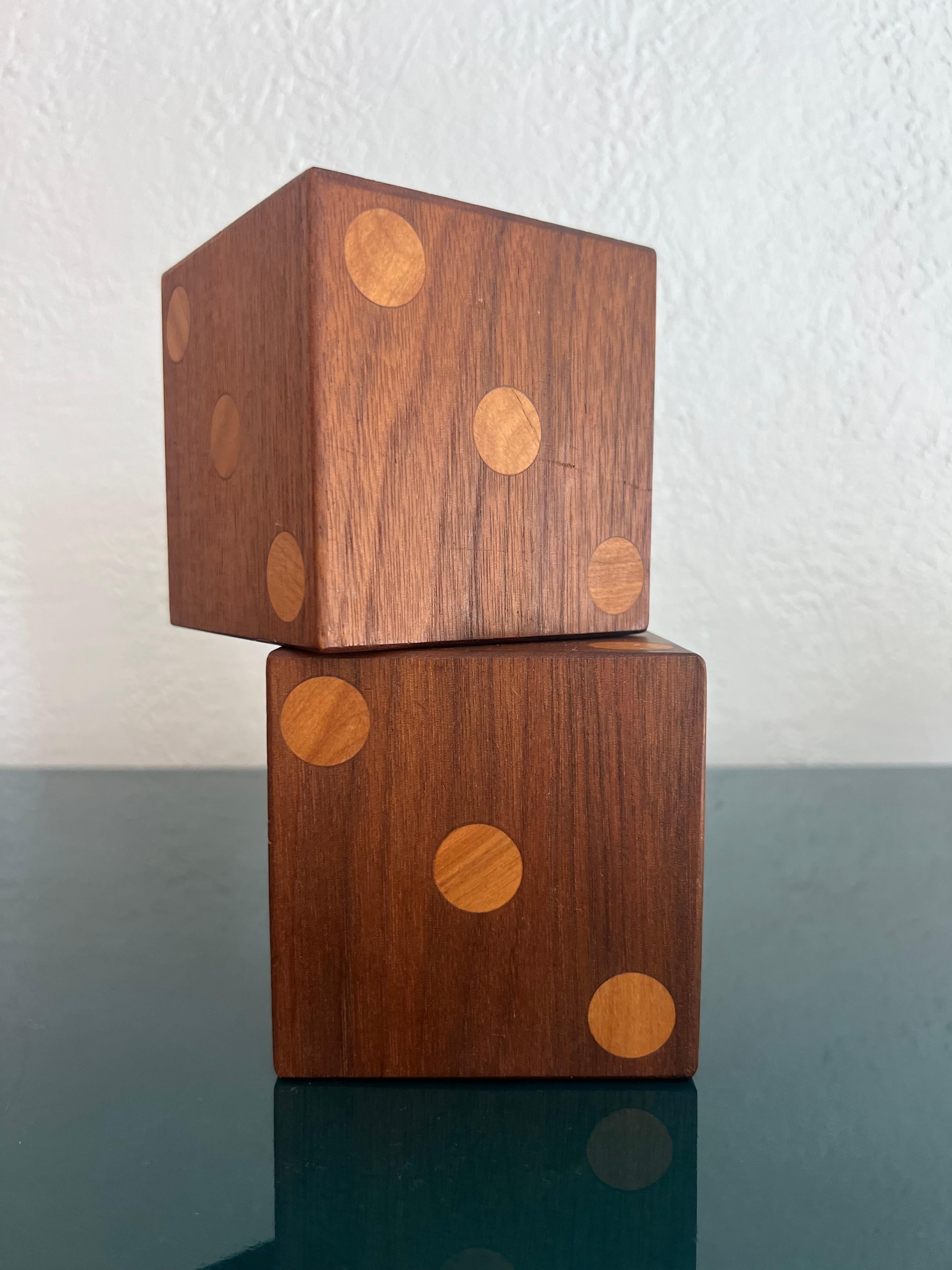 Late 20th Century Large Wooden Dice- A Pair  For Sale