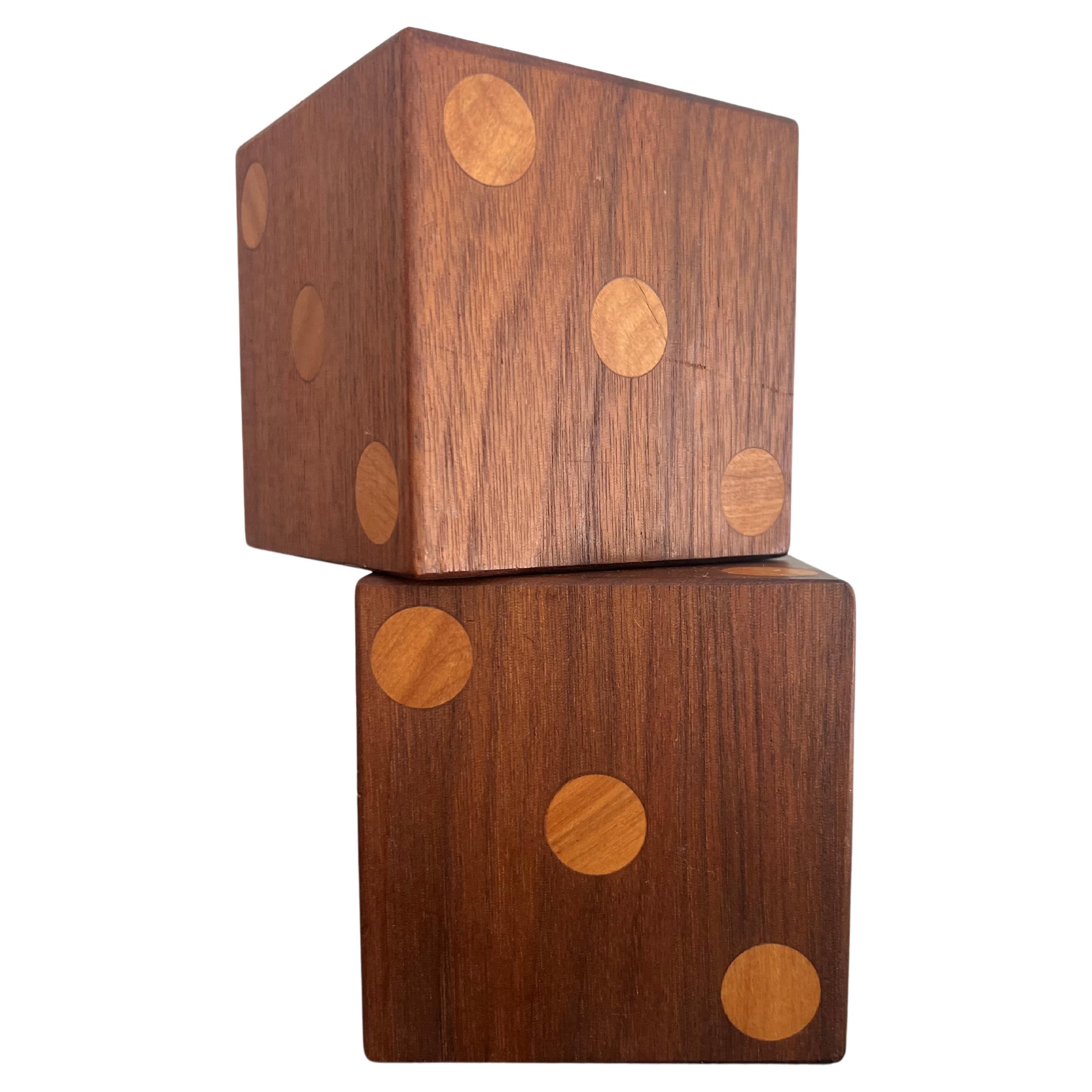Large Wooden Dice- A Pair  For Sale