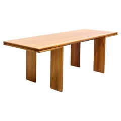 Gran mesa de comedor de madera, años 80