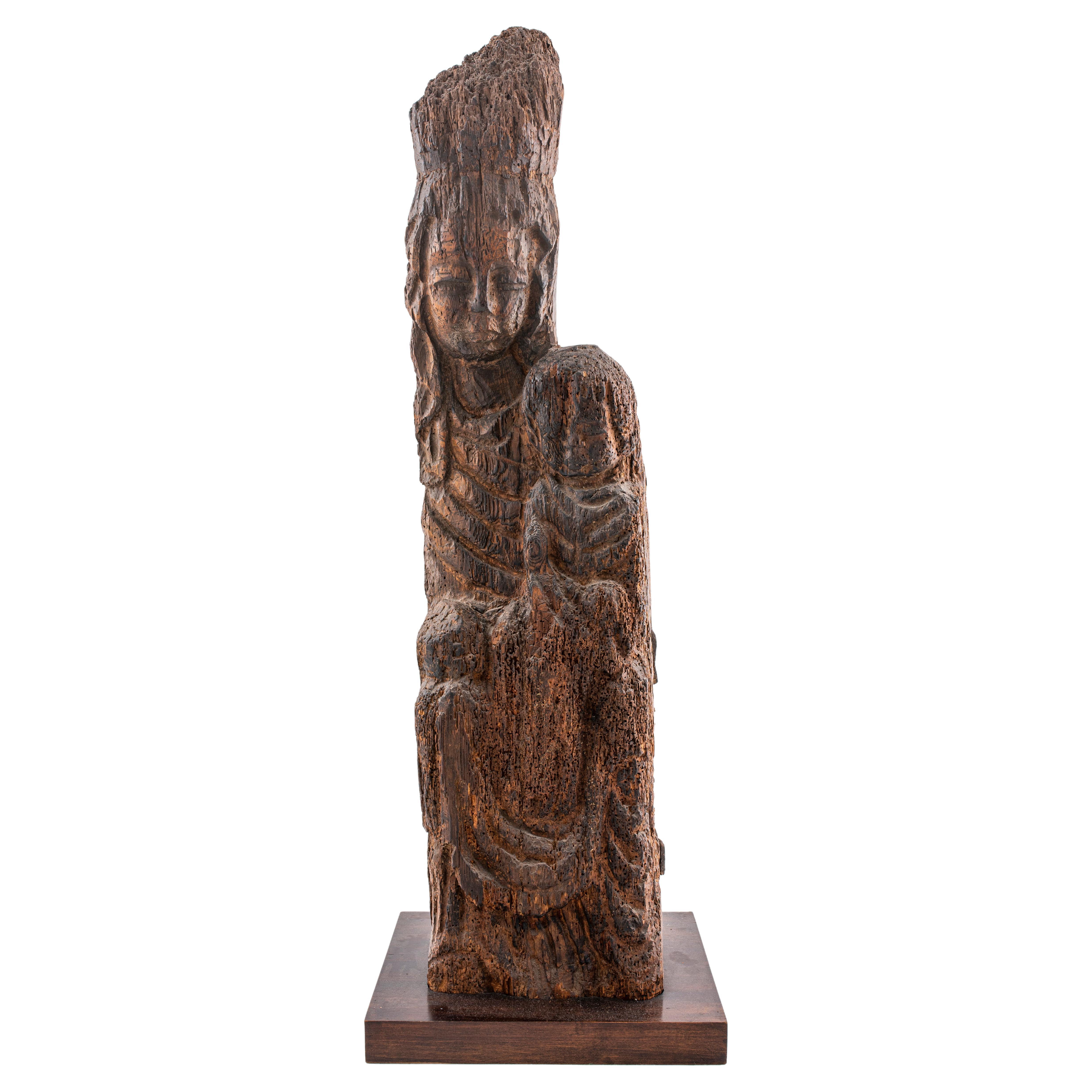 Large Wooden Figure of Guanyin
