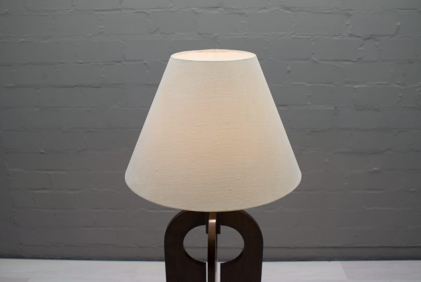 Mid-20th Century Large Wooden Floor Lamp Temde Attributed, 1960s Switzerland For Sale