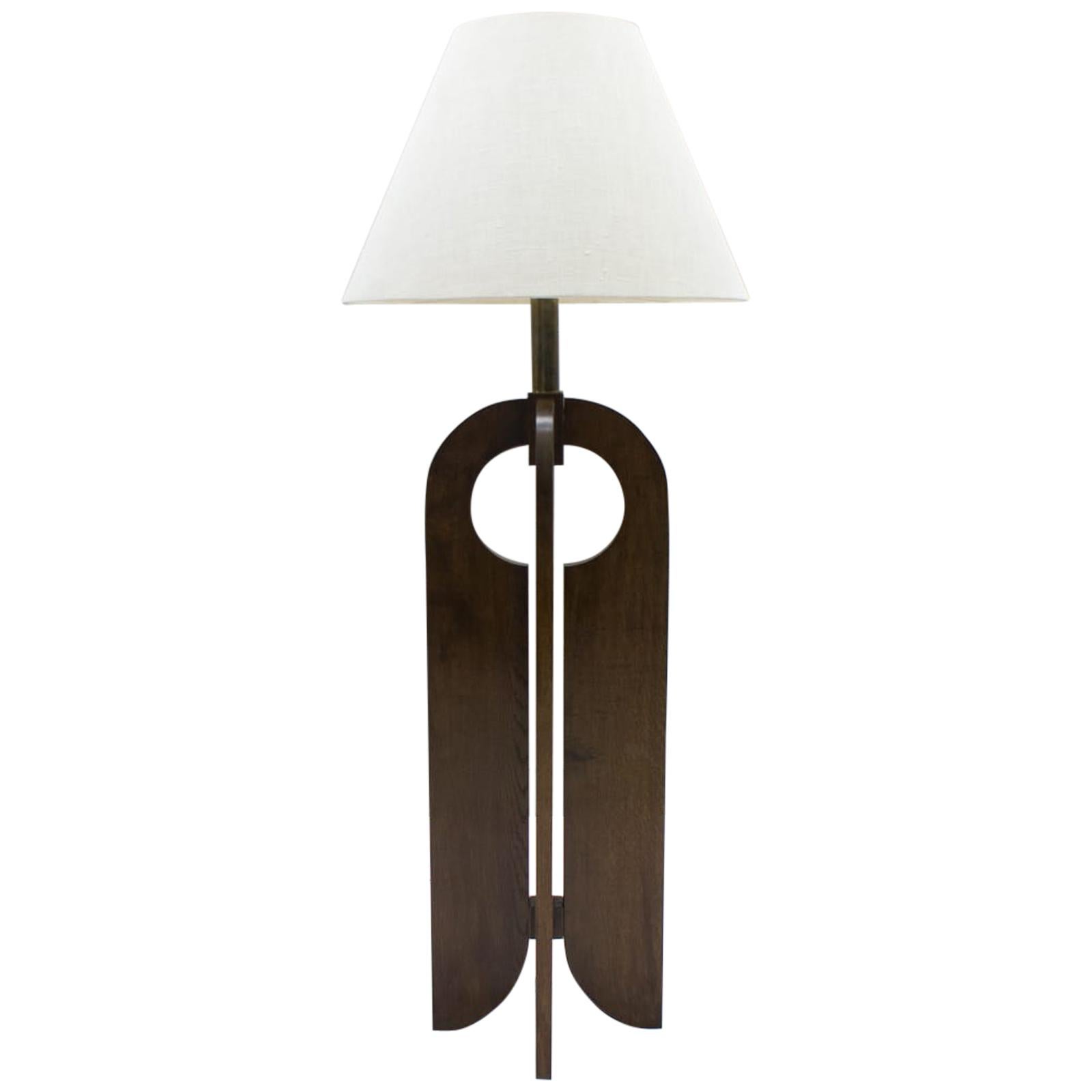 Große Holz-Stehlampe Temde zugeschrieben, 1960er Jahre, Schweiz