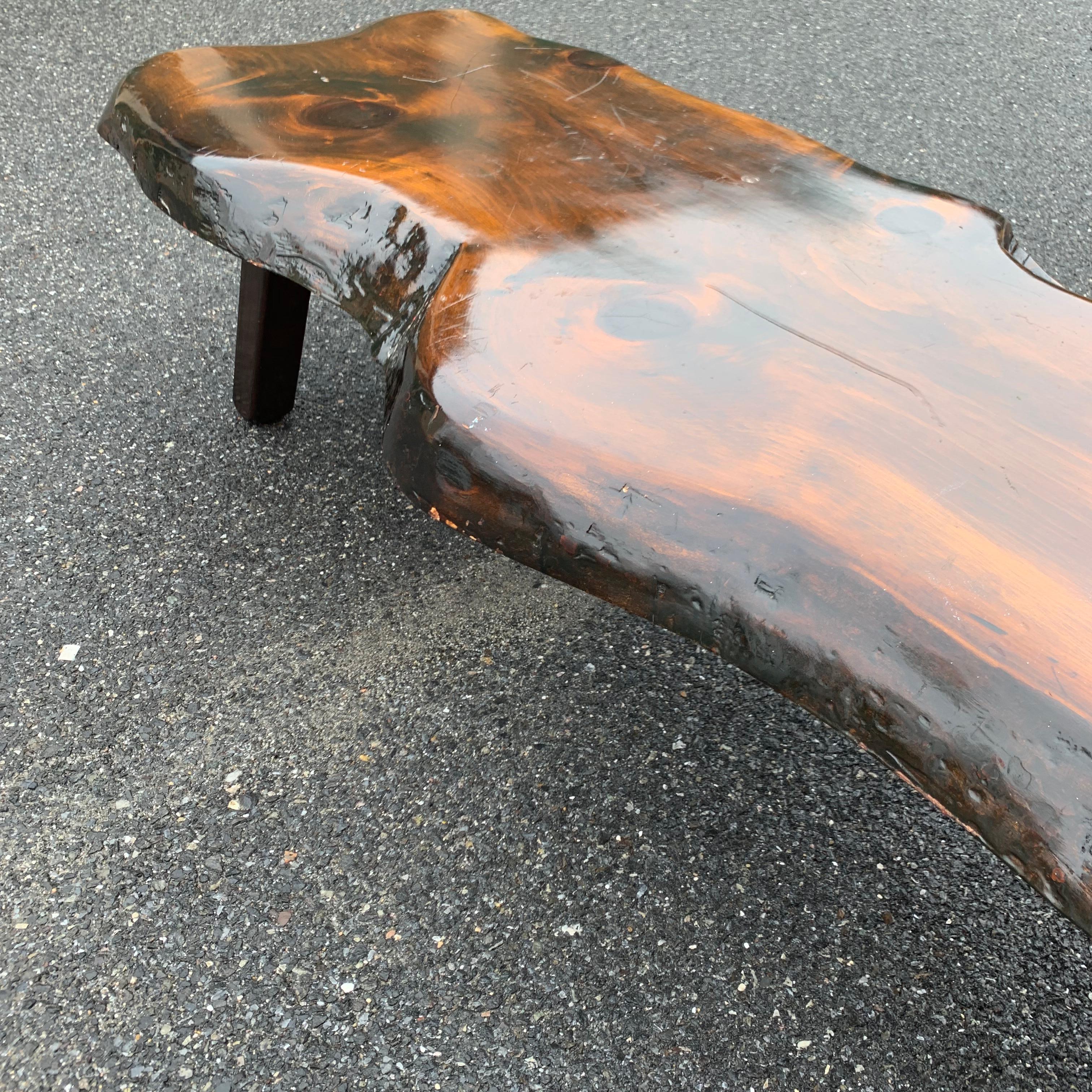 Large Wooden Folk Art Bench Or Cocktail Table For Sale 2