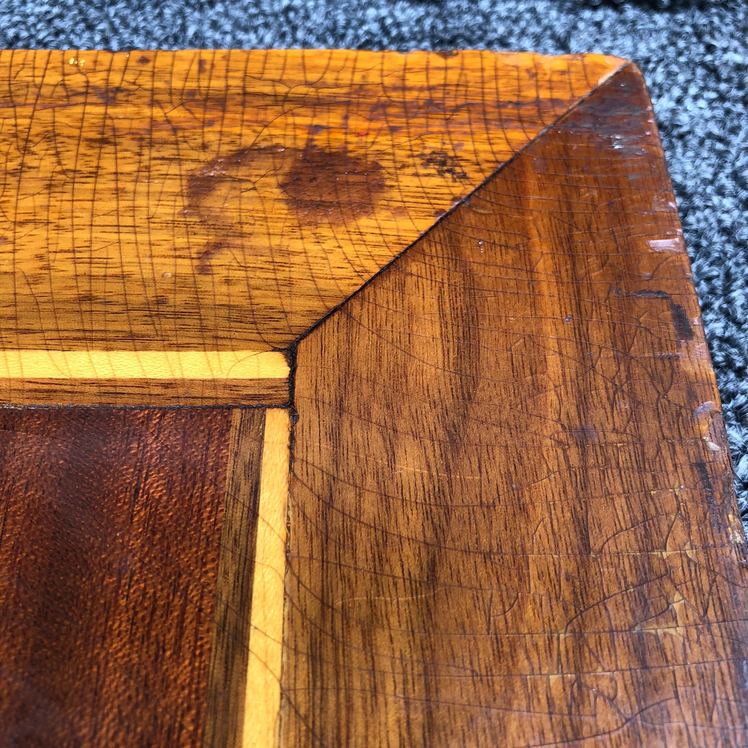 Inlay Large Wooden Folk Art Chess table top or Checkers Game Board