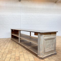 Large Wooden French Drapers Table, 1900