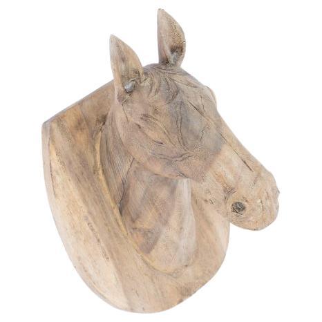 Gran placa de madera tallada a mano con cabeza de caballo