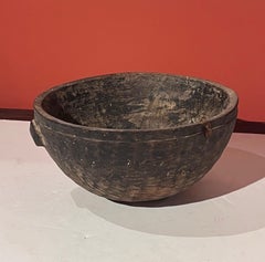 Large Wooden  Hand Carved West African Milk Bowl