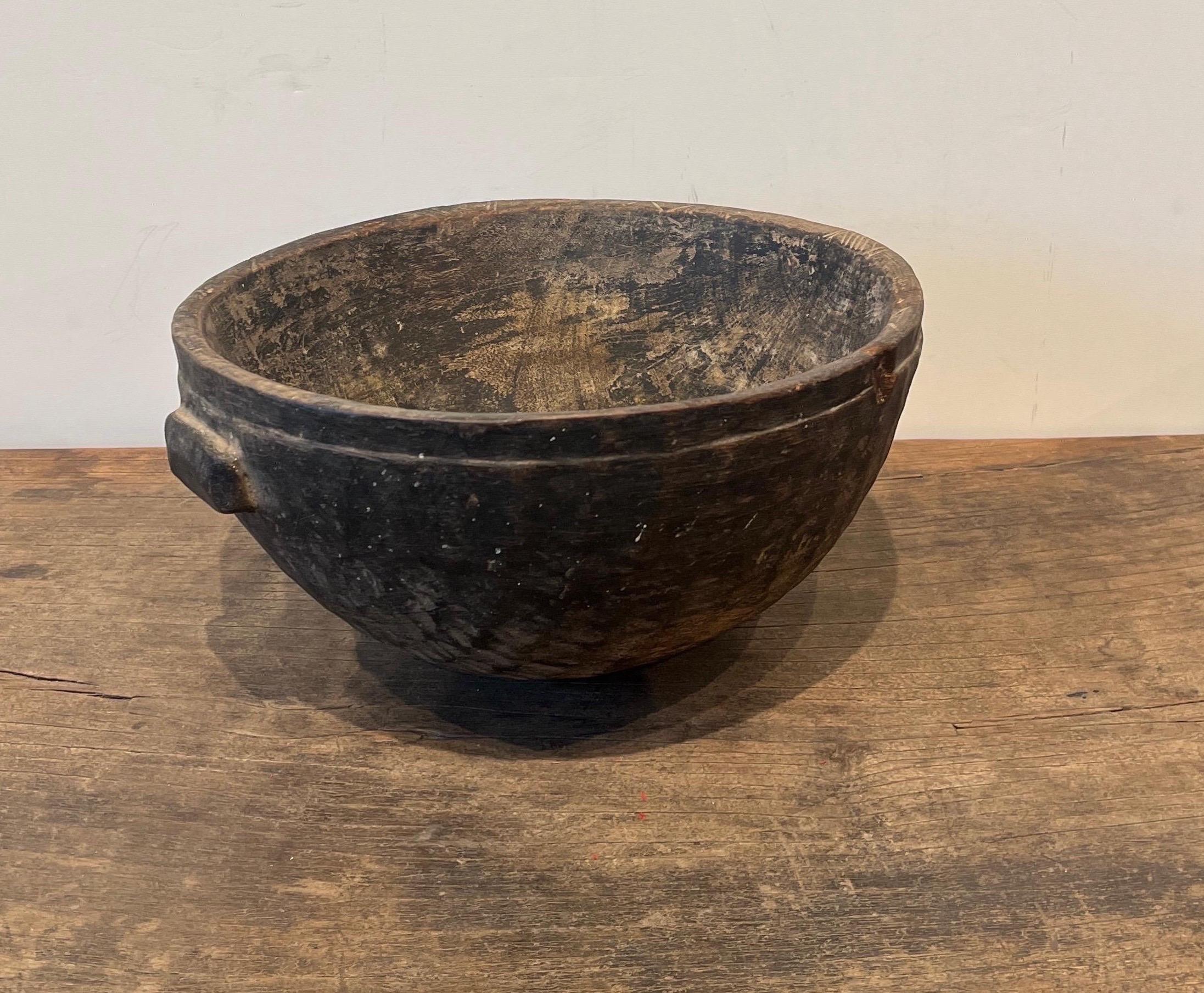 20th Century Large Wooden  Hand Carved West African Milk Bowl For Sale