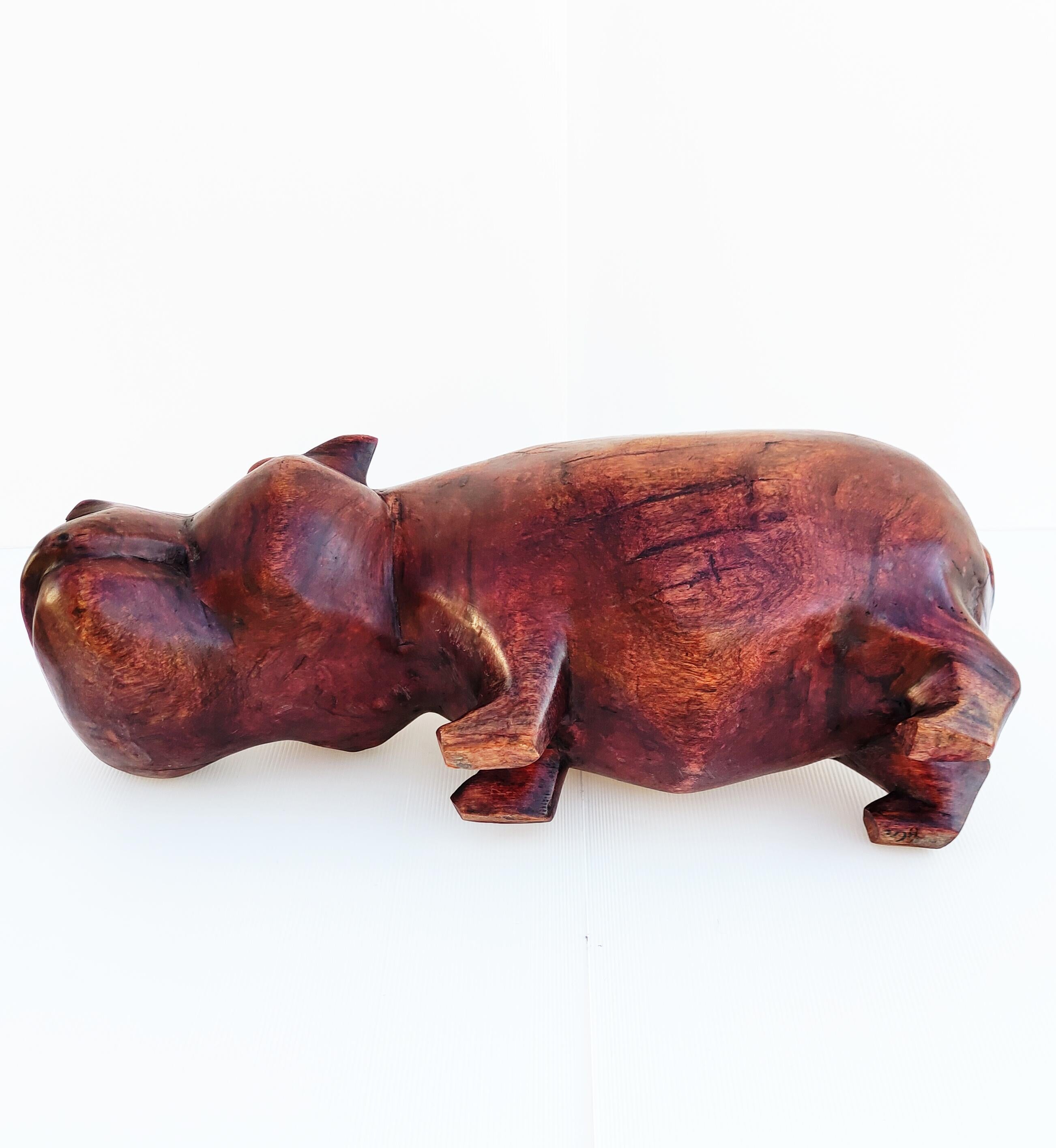 Large Wooden Hippo Sculpture 1960s 6