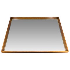Large Wooden Mid-Century Modern Rectangular Wall Mirror